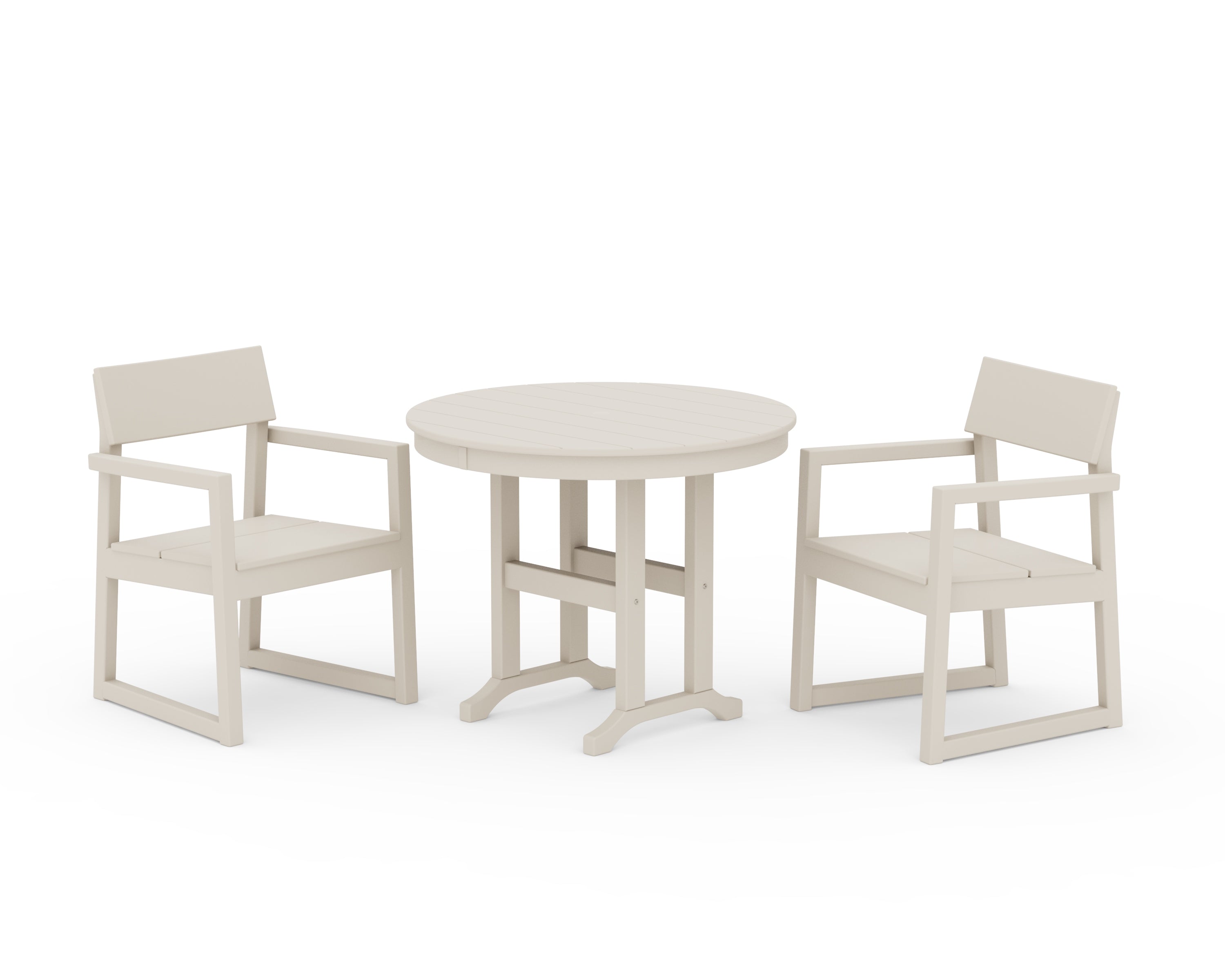 POLYWOOD® EDGE 3-Piece Round Dining Set in Sand