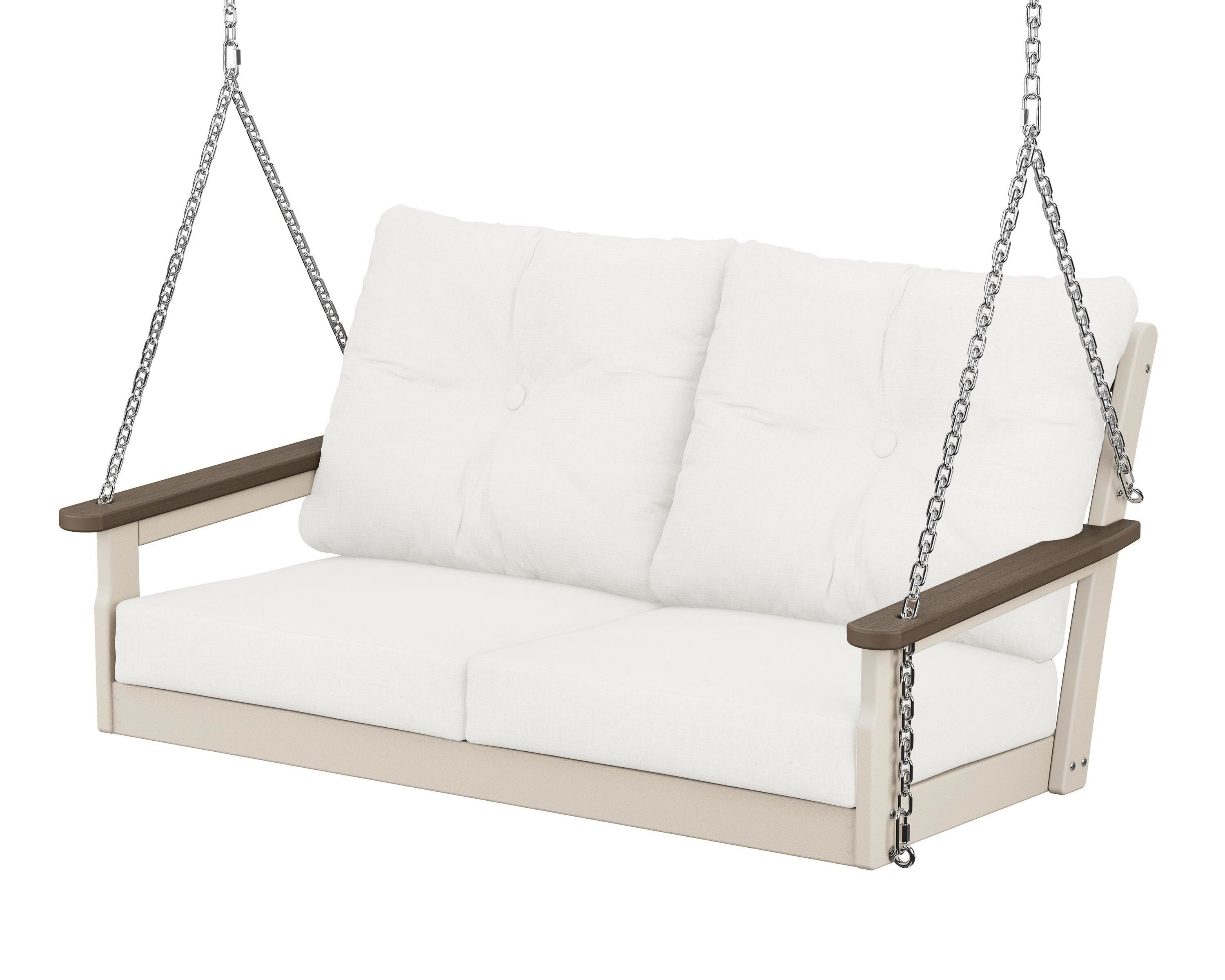 POLYWOOD® Vineyard Deep Seating Swing in Sand / Kona / Natural Linen