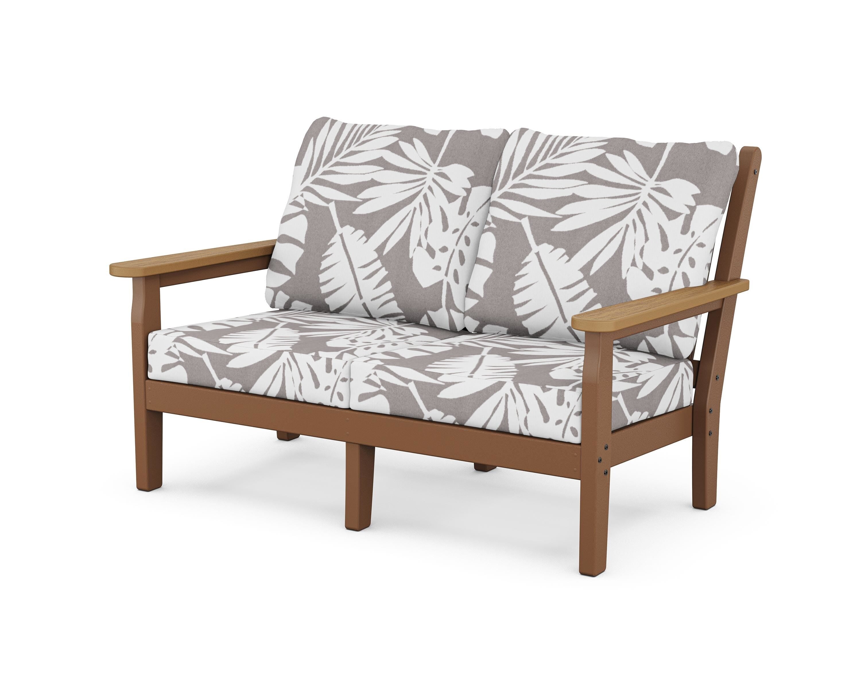 POLYWOOD® Chippendale Deep Seating Loveseat in Teak / Natural / Leaf Grey Mist