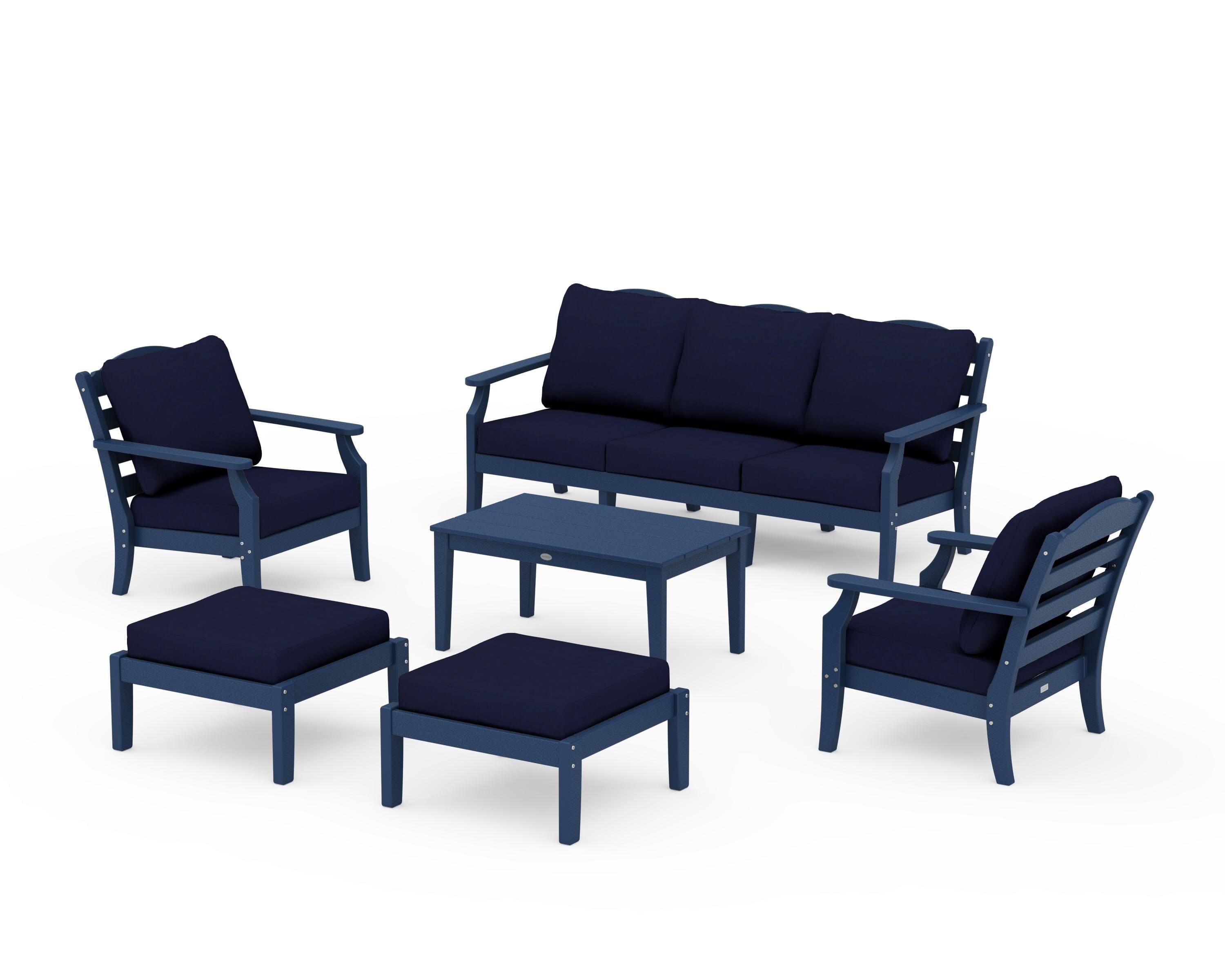Draper James™ by POLYWOOD® Savannah 6-Piece Lounge Sofa Set in Navy / Navy