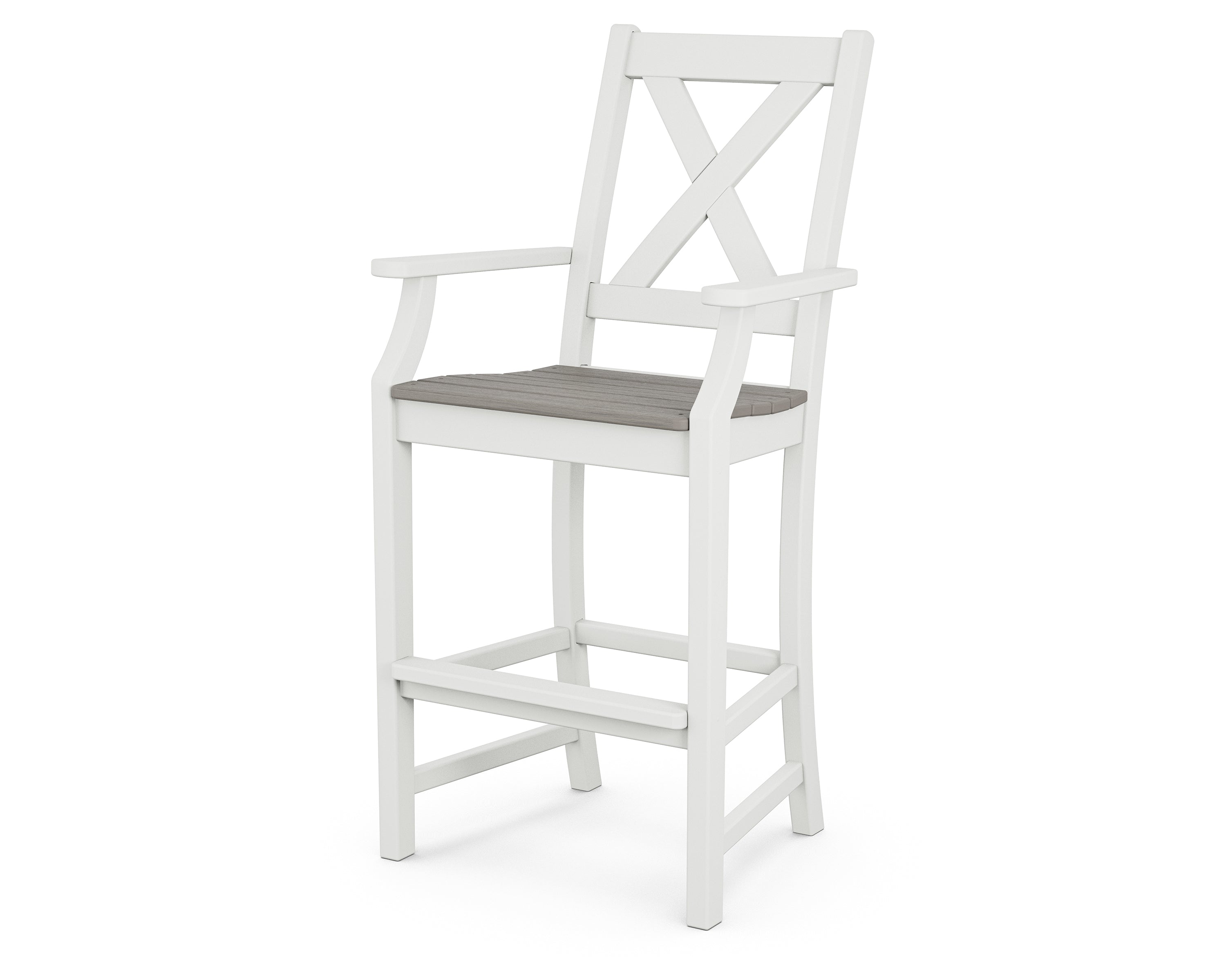 POLYWOOD® Braxton Bar Arm Chair in White / Driftwood