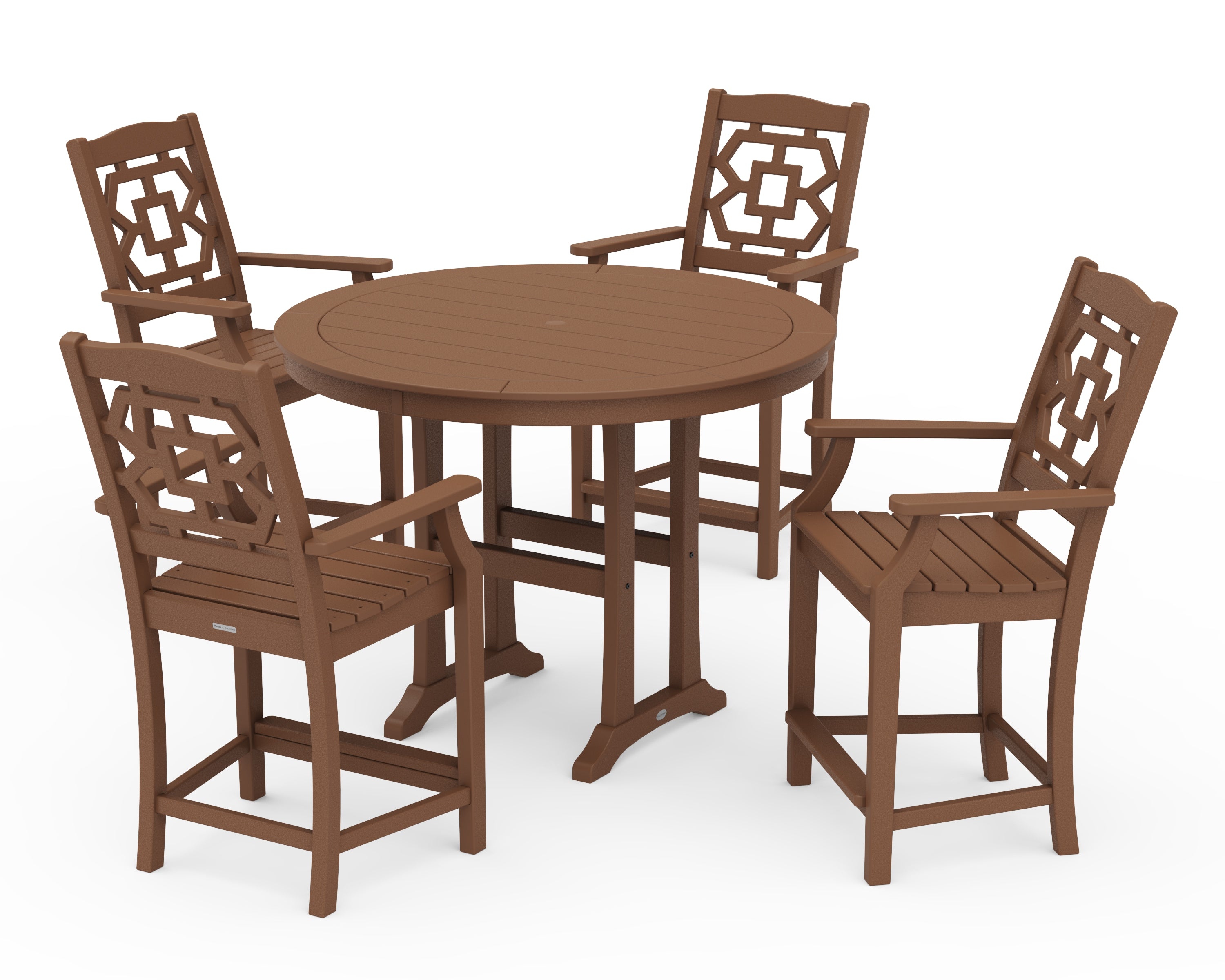 Martha Stewart by POLYWOOD® Chinoiserie 5-Piece Round Counter Set in Teak
