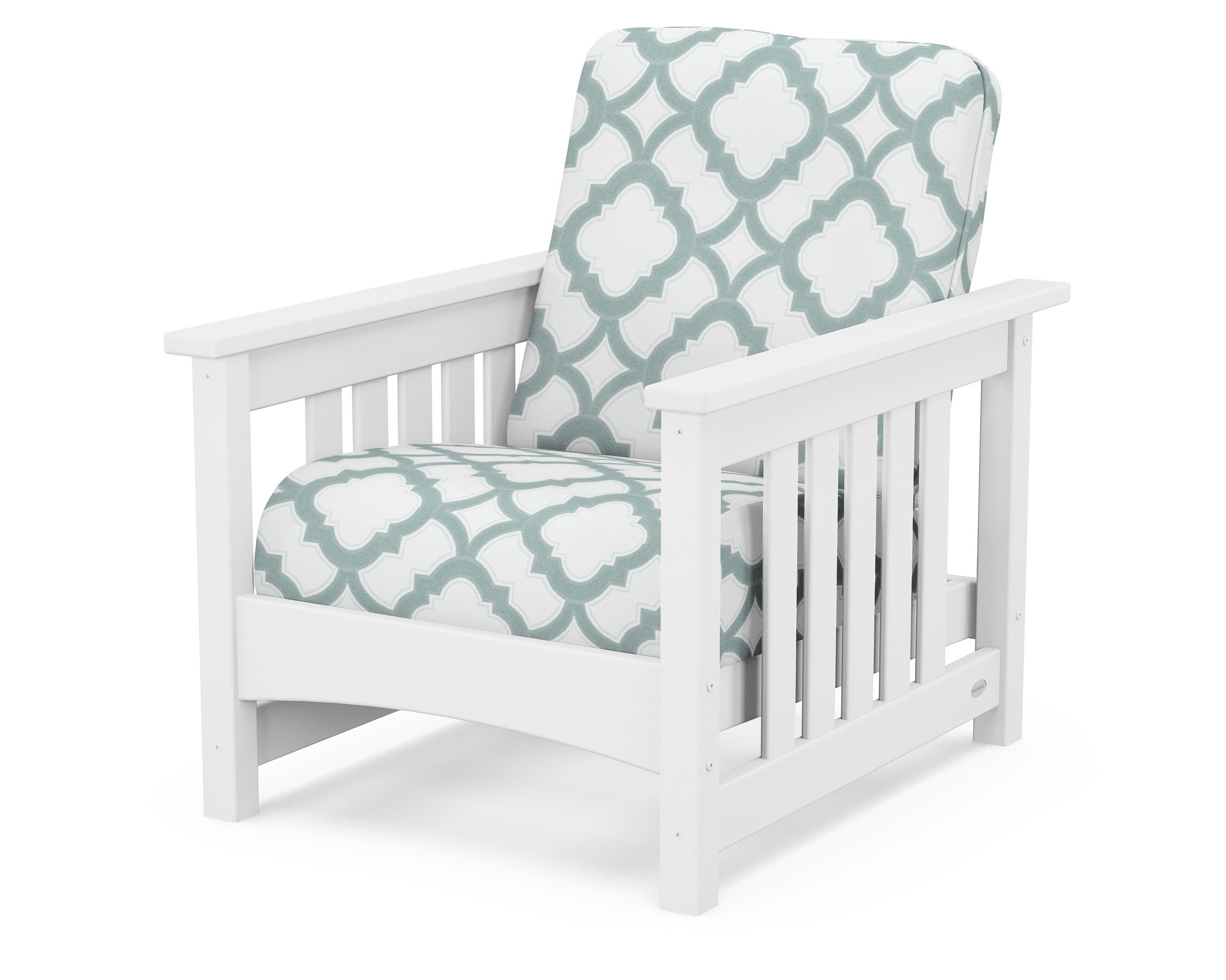 POLYWOOD® Club Mission Chair in White / Trellis Glacier Spa