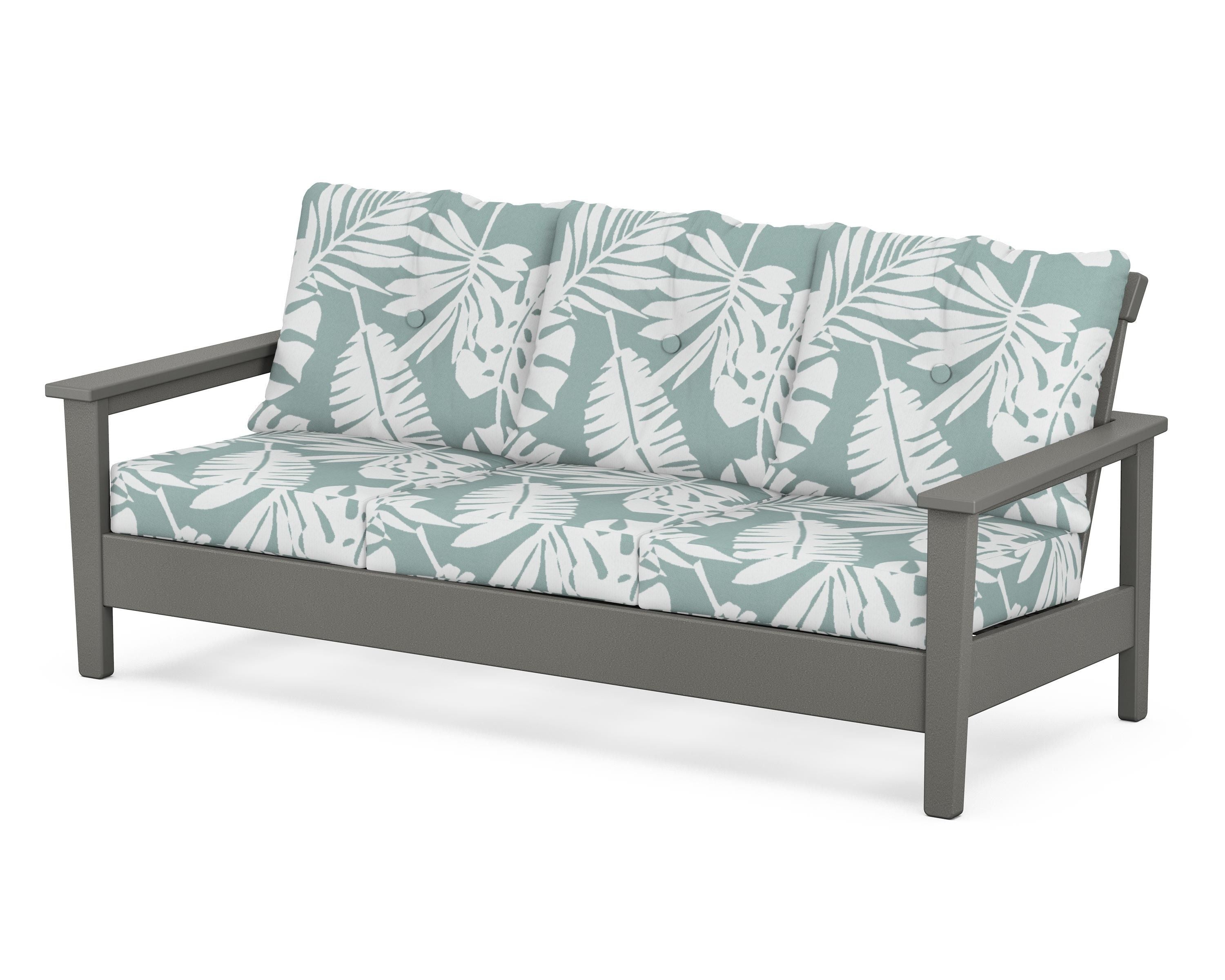 POLYWOOD® Prescott Deep Seating Sofa in Slate Grey / Leaf Glacier Spa