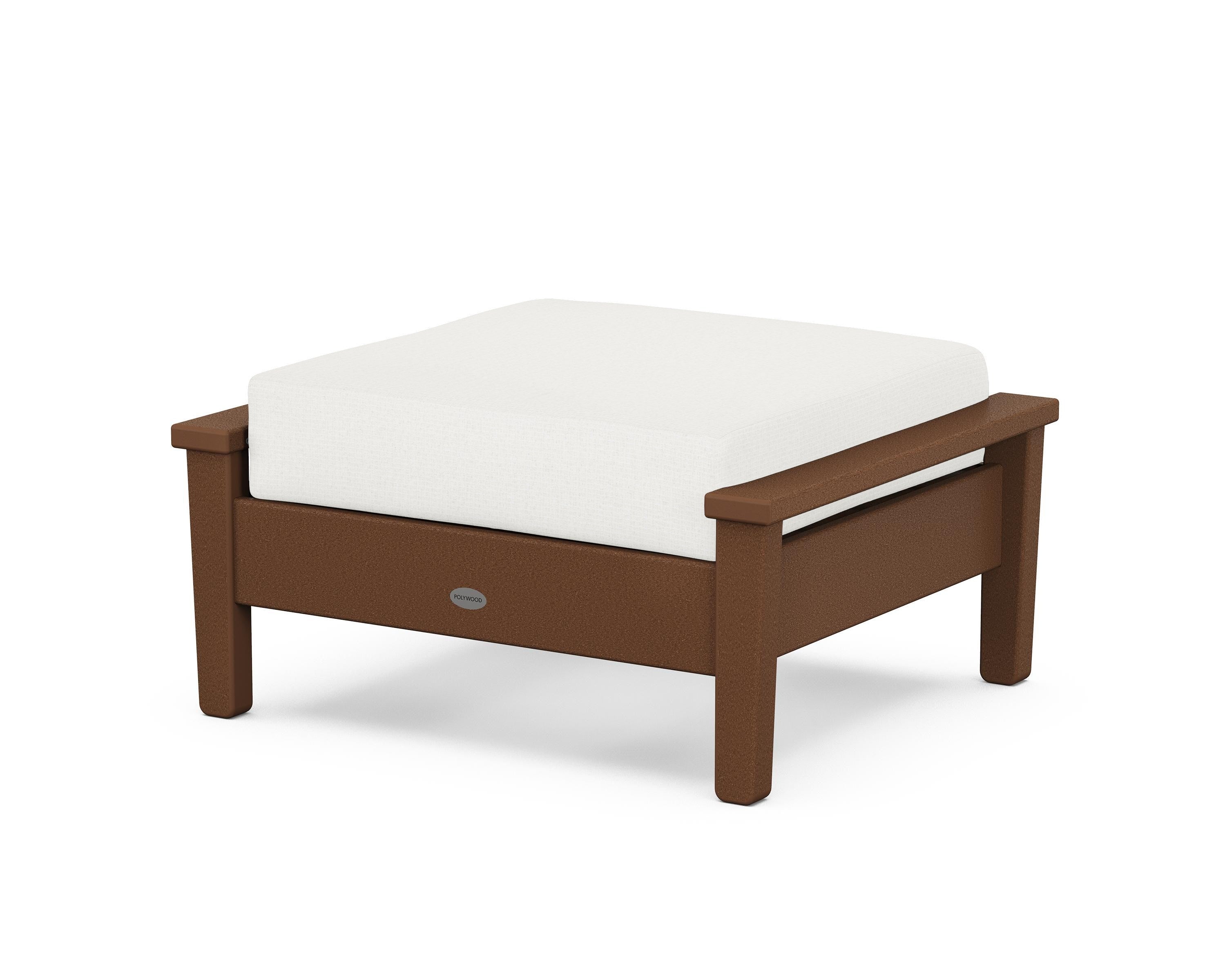 POLYWOOD® Prescott Deep Seating Ottoman in Teak / Natural Linen