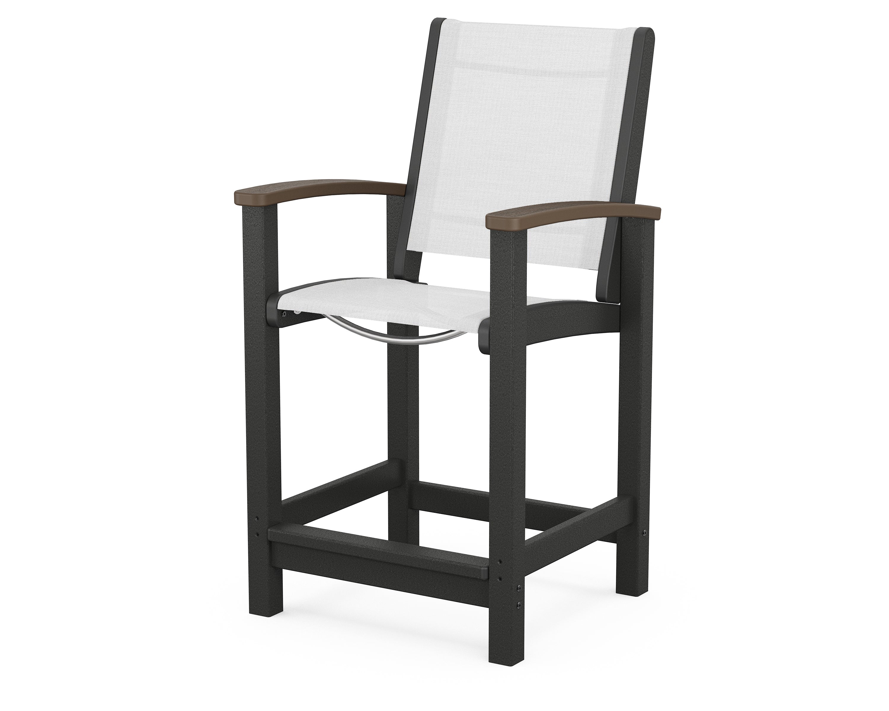 POLYWOOD® Coastal Counter Chair in Black / Kona / White Sling