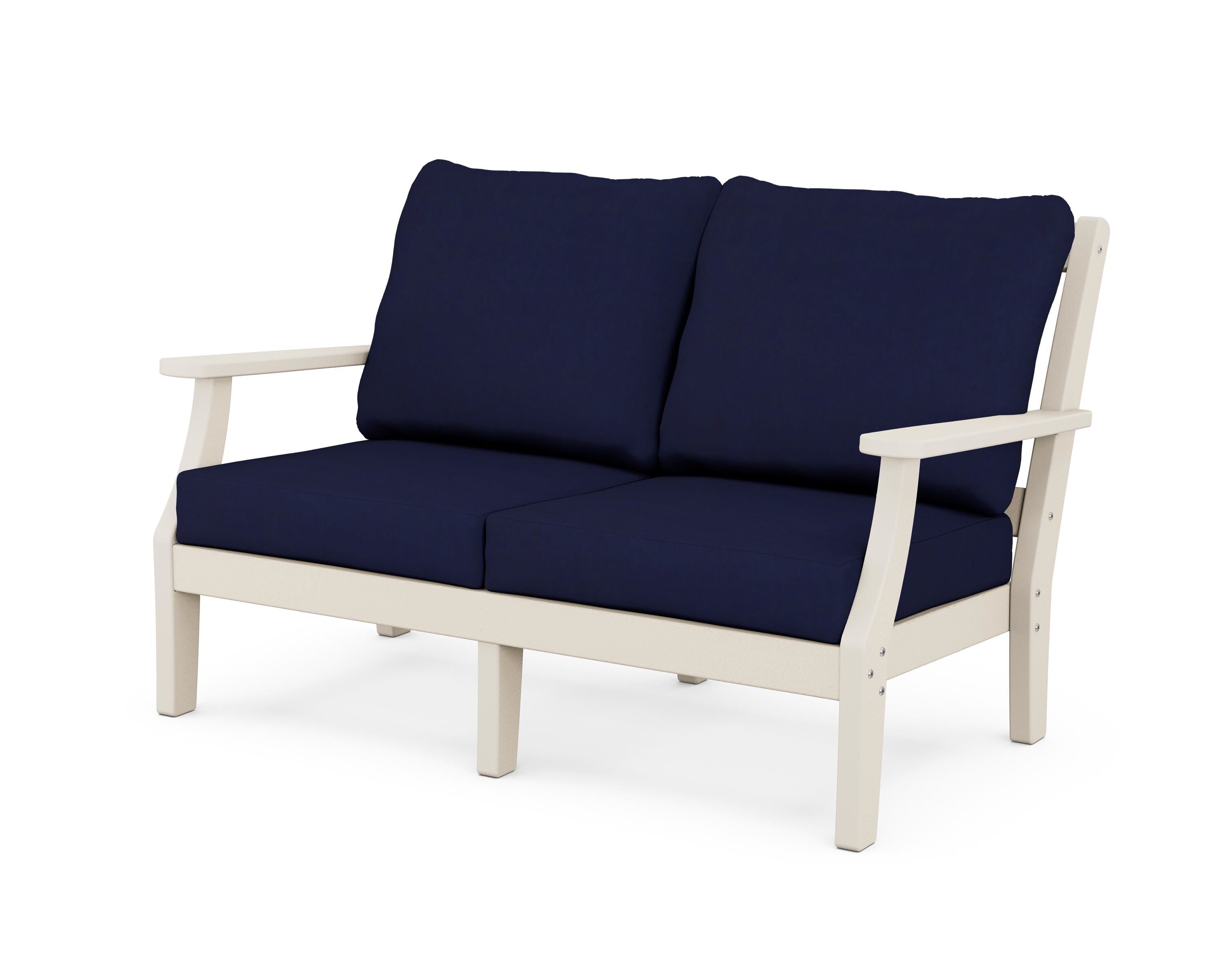 Martha Stewart by POLYWOOD® Chinoiserie Deep Seating Loveseat in Sand / Navy