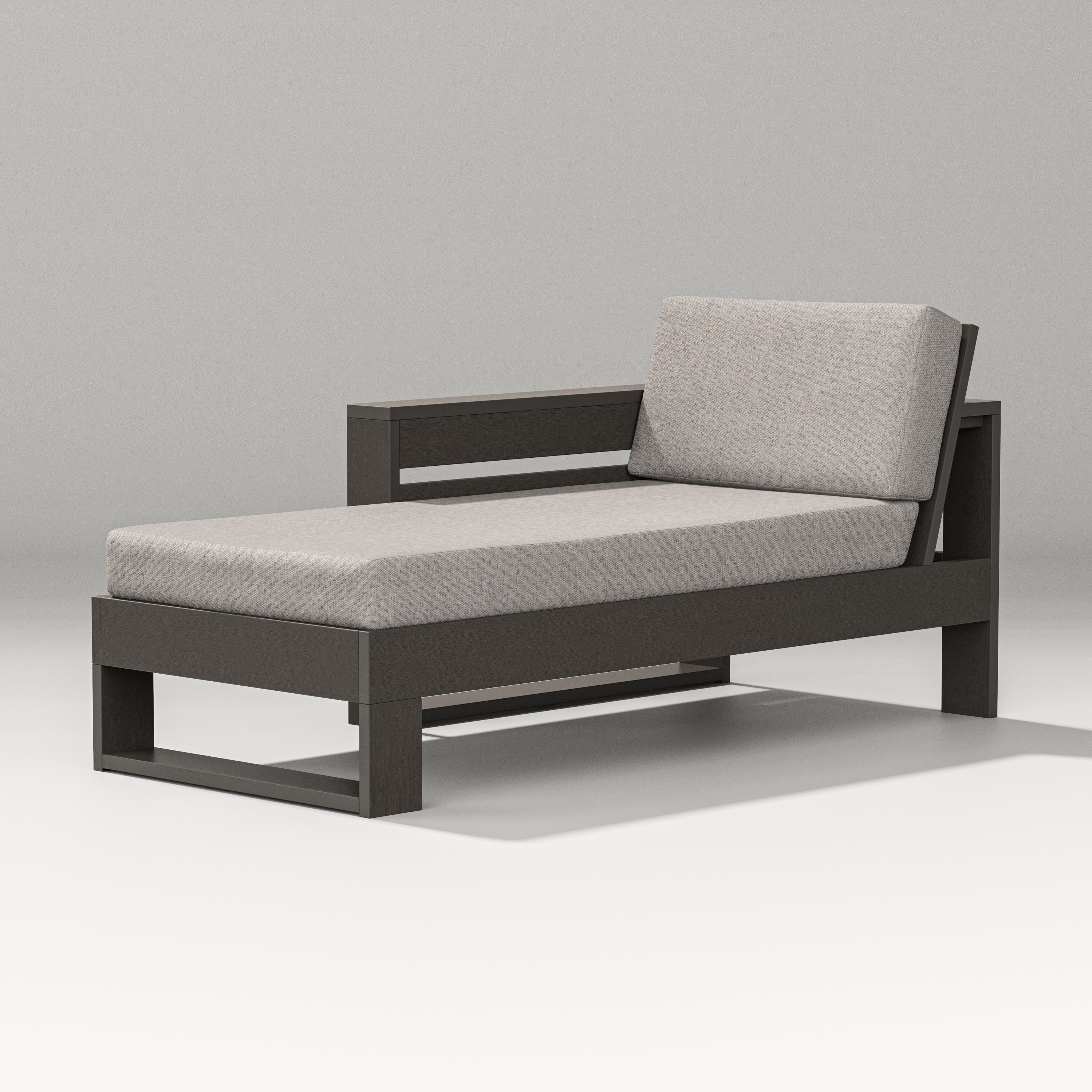 PW Designer Series Latitude Modular Left Arm Chaise in Vintage Coffee / Weathered Tweed