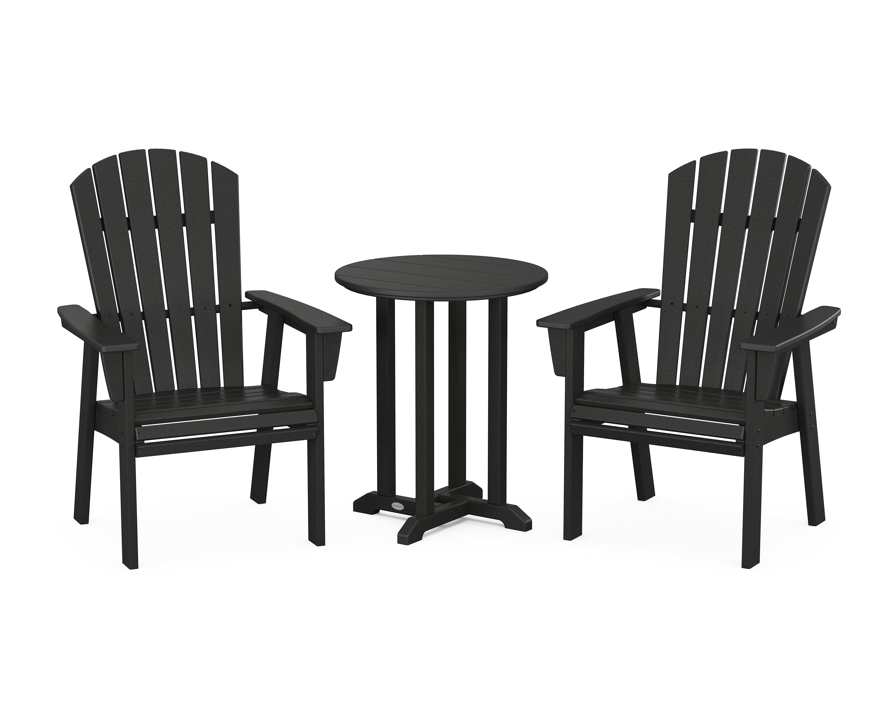 POLYWOOD® Nautical Adirondack 3-Piece Round Bistro Dining Set in Black