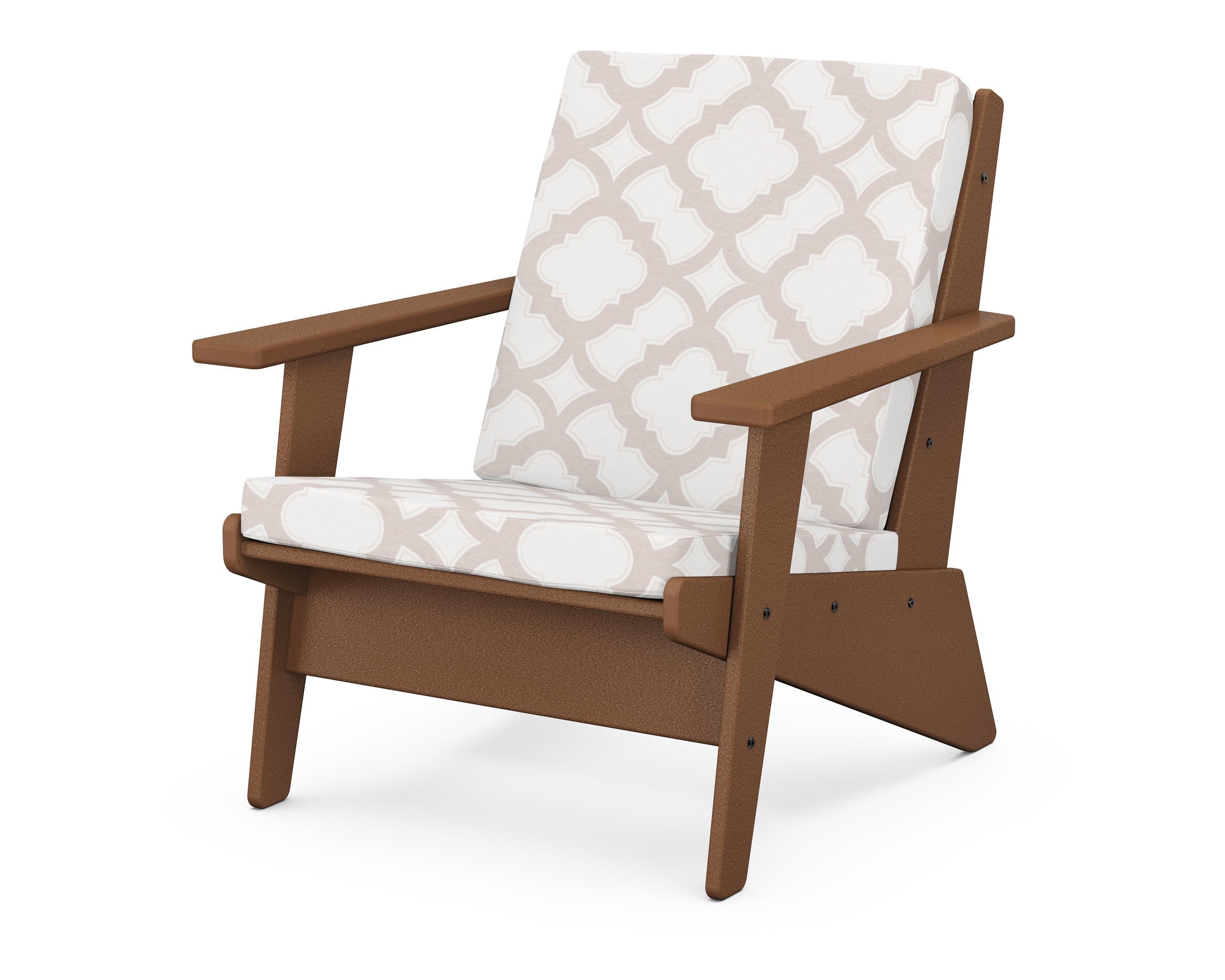 POLYWOOD® Riviera Modern Lounge Chair in Teak / Trellis Dune Burlap