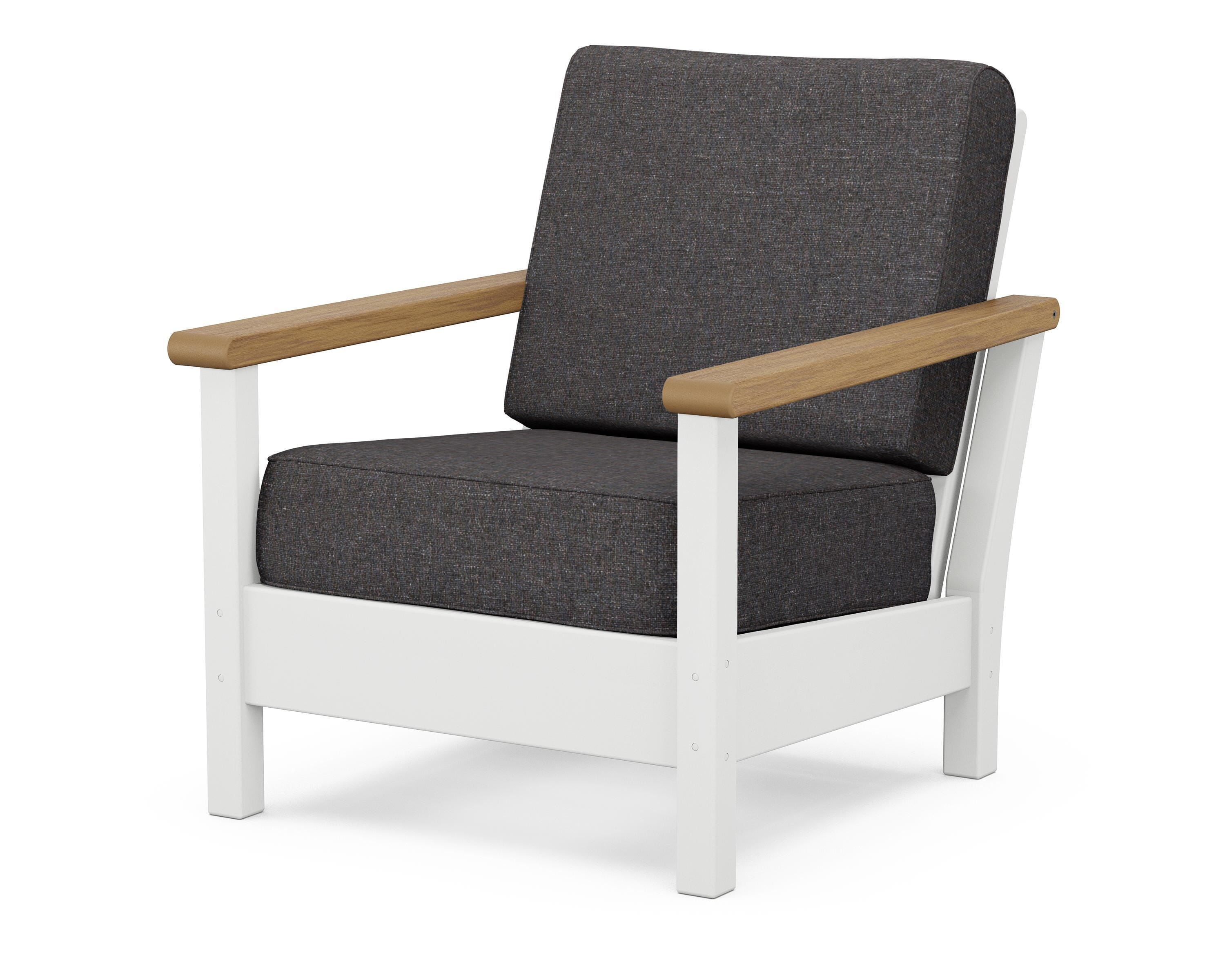 POLYWOOD® Harbour Deep Seating Chair in White / Natural / Ash Charcoal