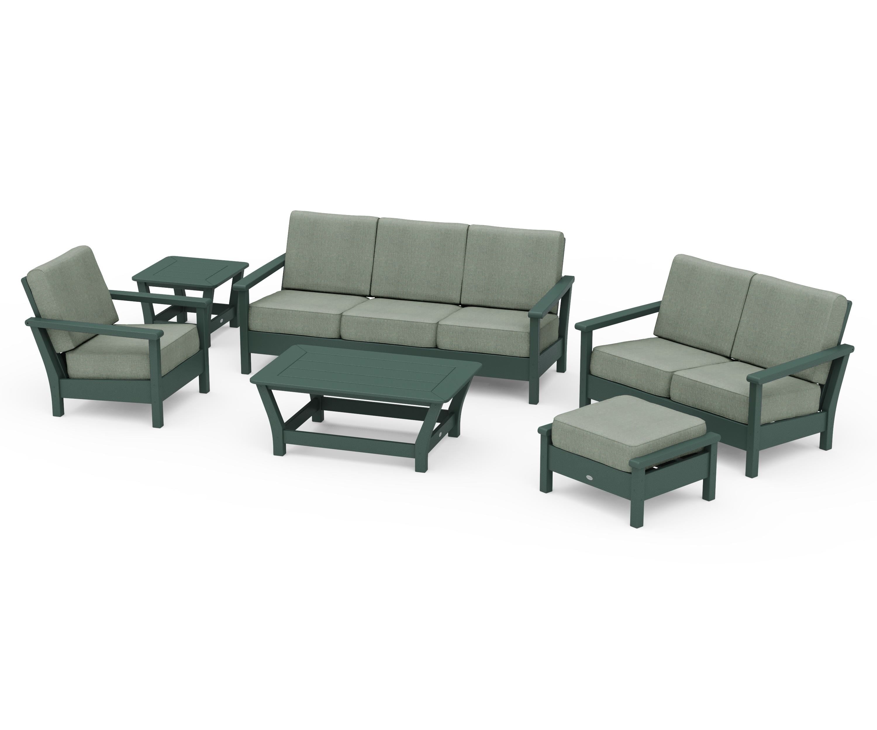 POLYWOOD® Harbour 6-Piece Outdoor Living Set in Green / Cast Sage