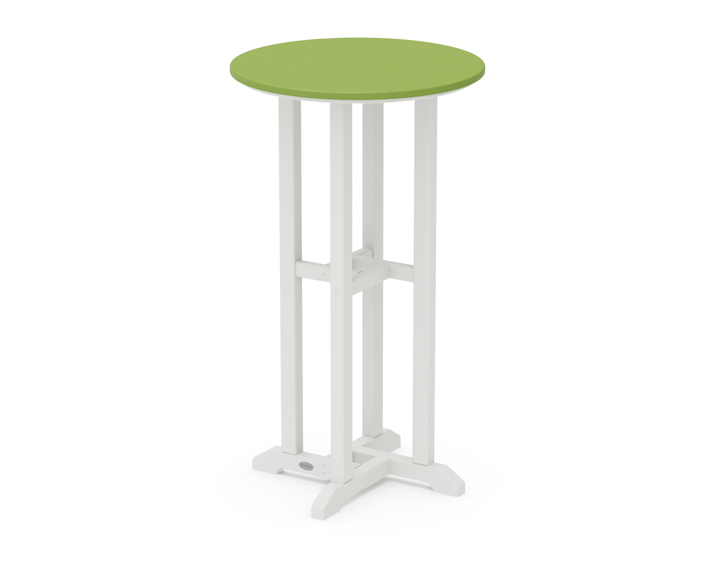 POLYWOOD® Contempo 24" Round Bar Table in White / Lime