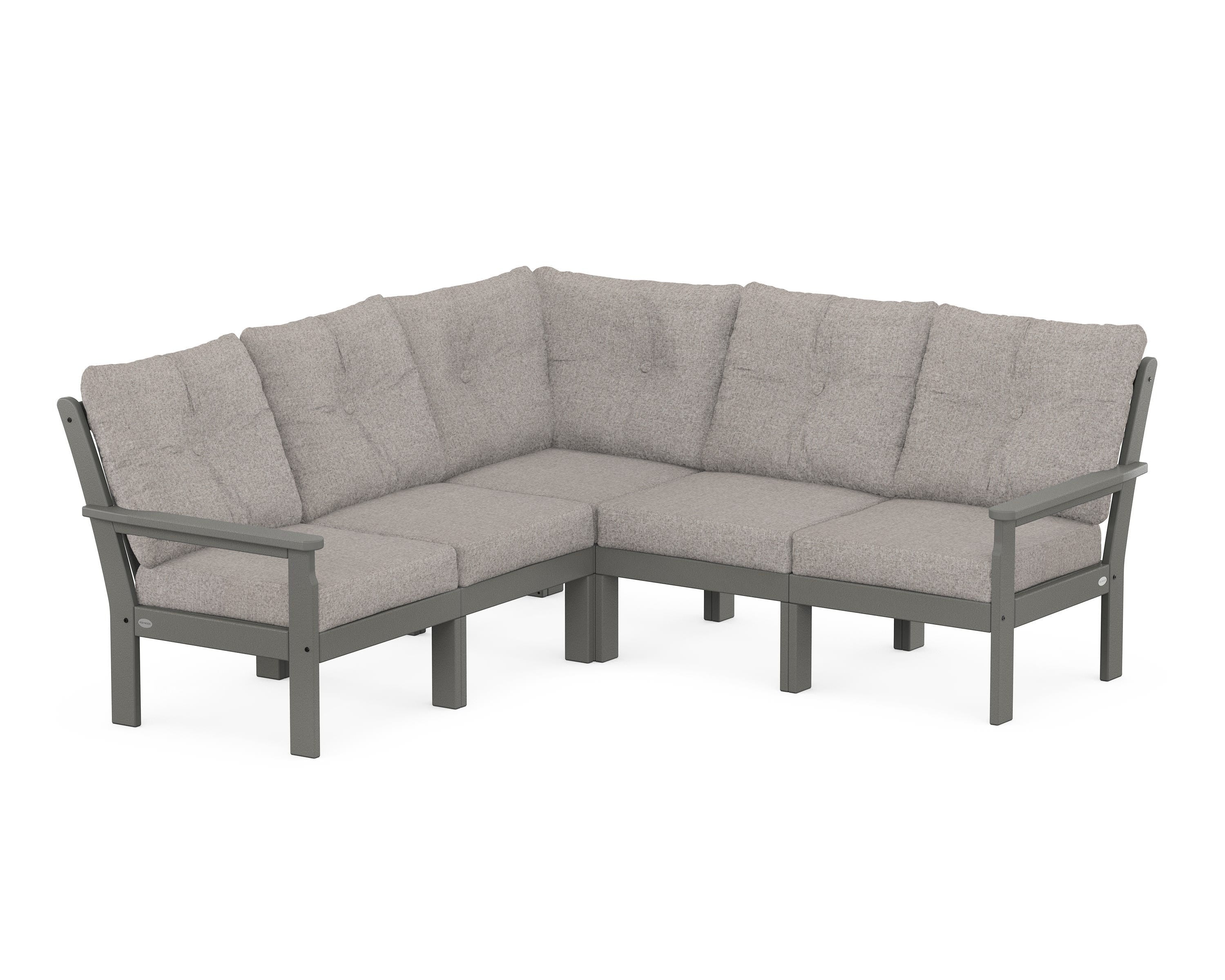 POLYWOOD® Vineyard 5-Piece Sectional in Slate Grey / Weathered Tweed
