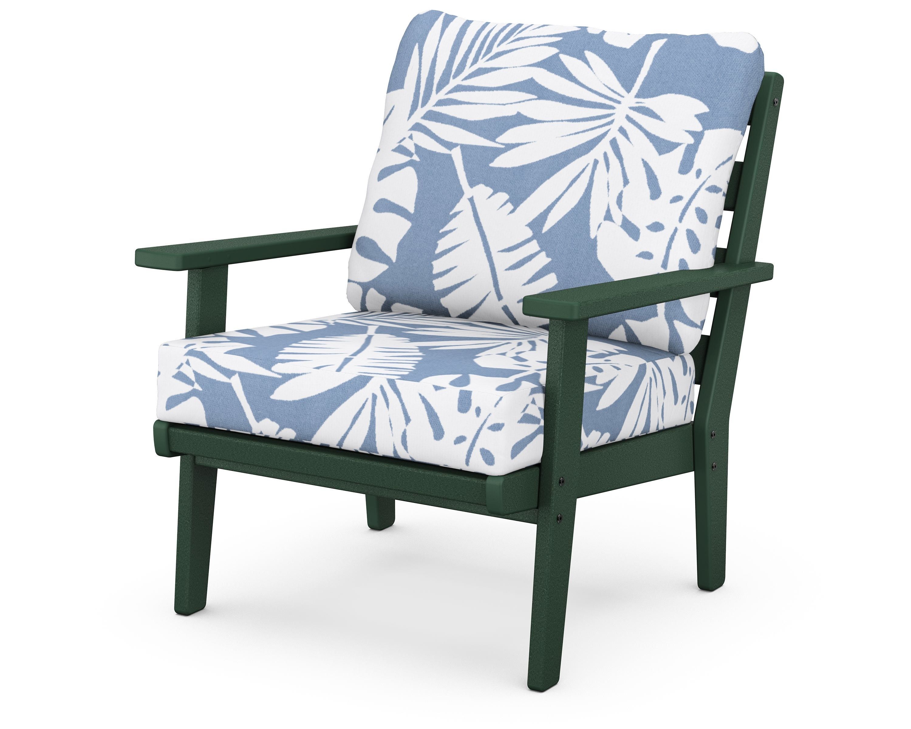 POLYWOOD® Grant Park Deep Seating Chair in Green / Leaf Sky Blue