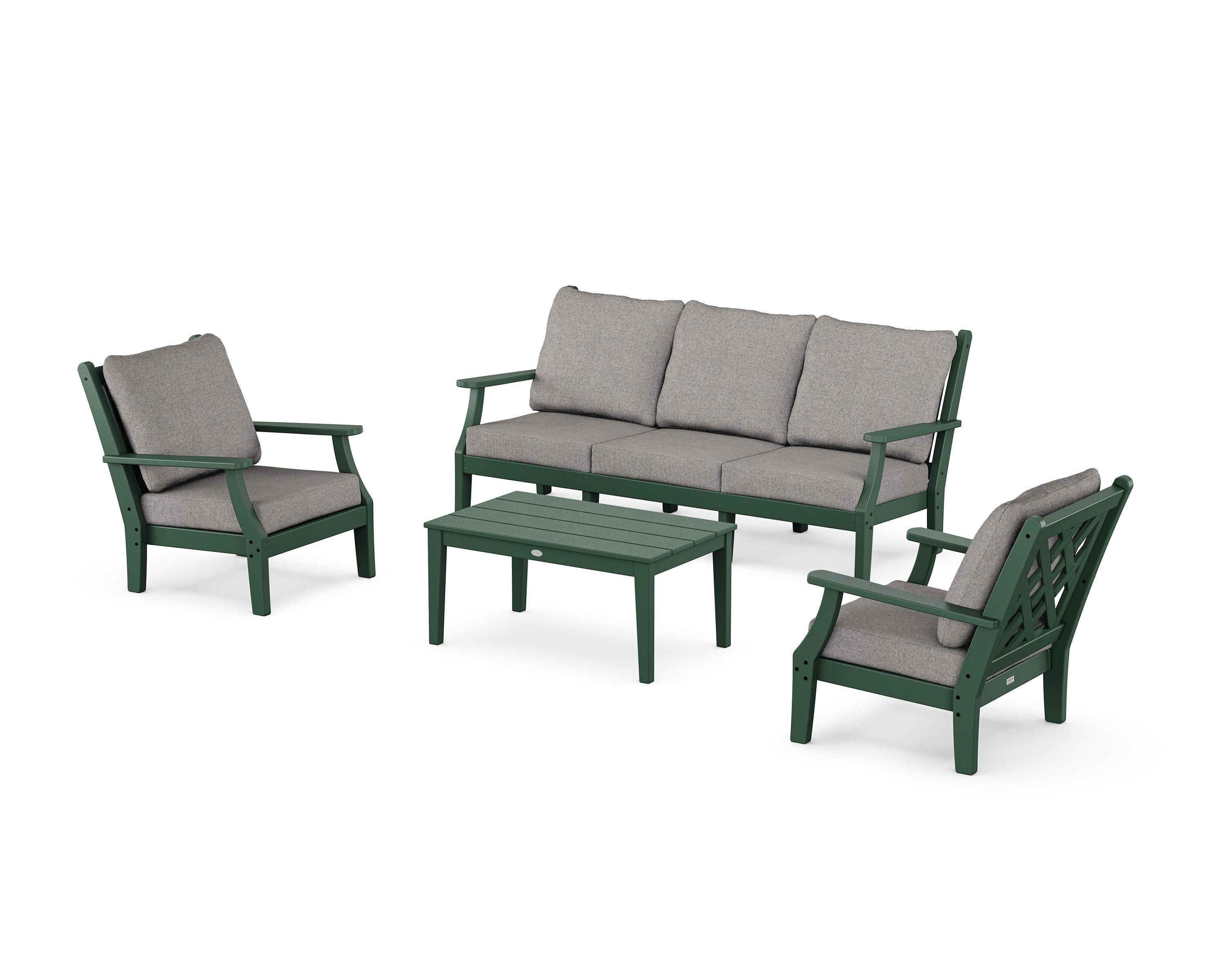 Country Living Wovendale 4-Piece Deep Seating Set with Sofa in Green / Grey Mist