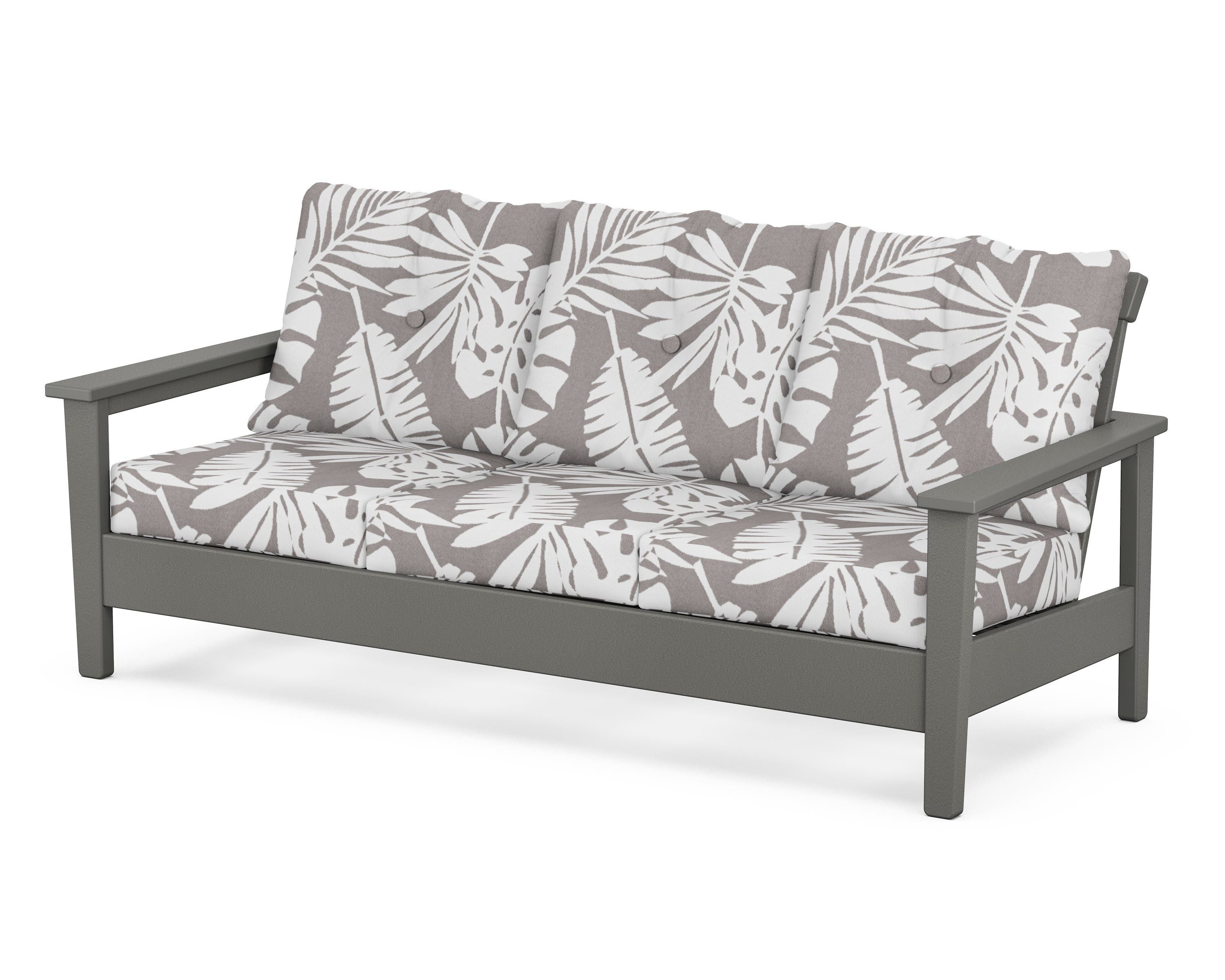 POLYWOOD® Prescott Deep Seating Sofa in Slate Grey / Leaf Grey Mist