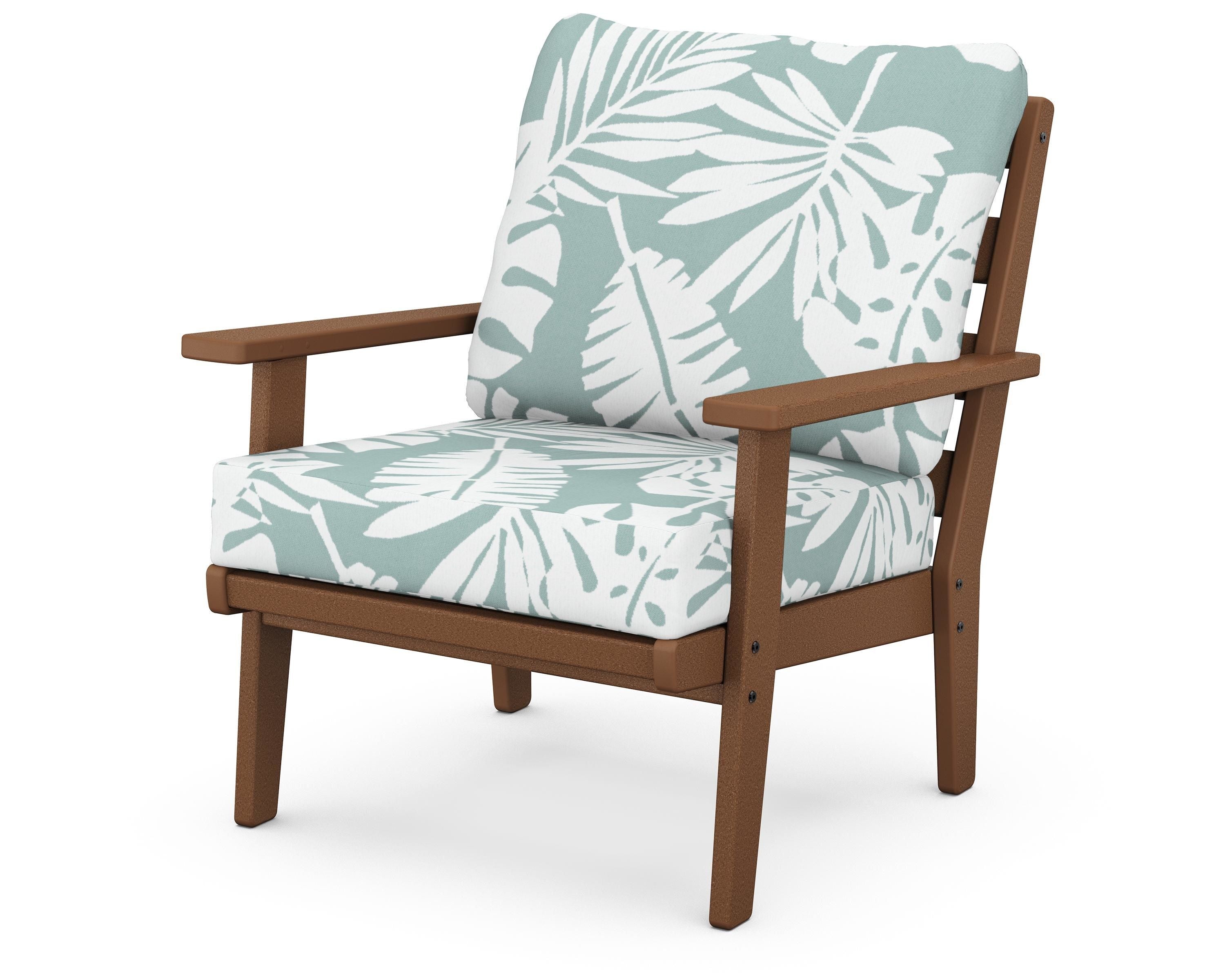 POLYWOOD® Grant Park Deep Seating Chair in Teak / Leaf Glacier Spa