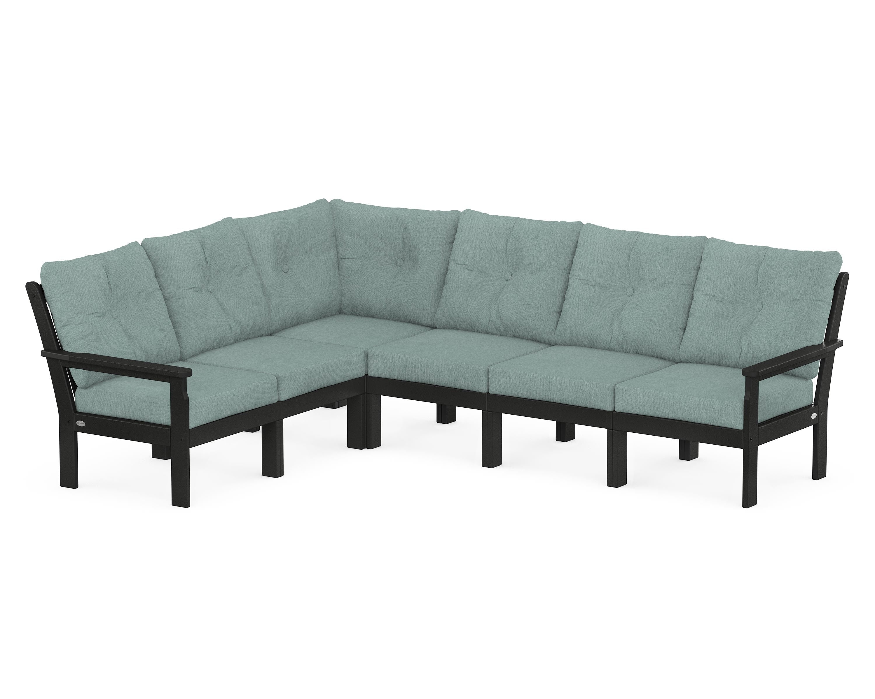 POLYWOOD® Vineyard 6-Piece Sectional in Black / Glacier Spa