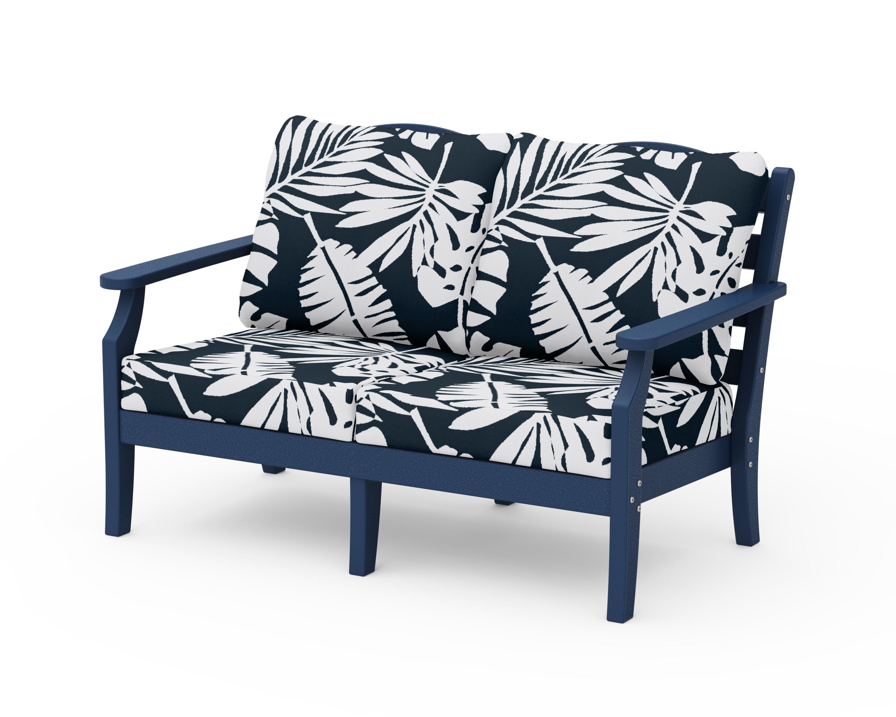 Draper James™ by POLYWOOD® Savannah Deep Seating Loveseat in Navy / Leaf Marine Indigo
