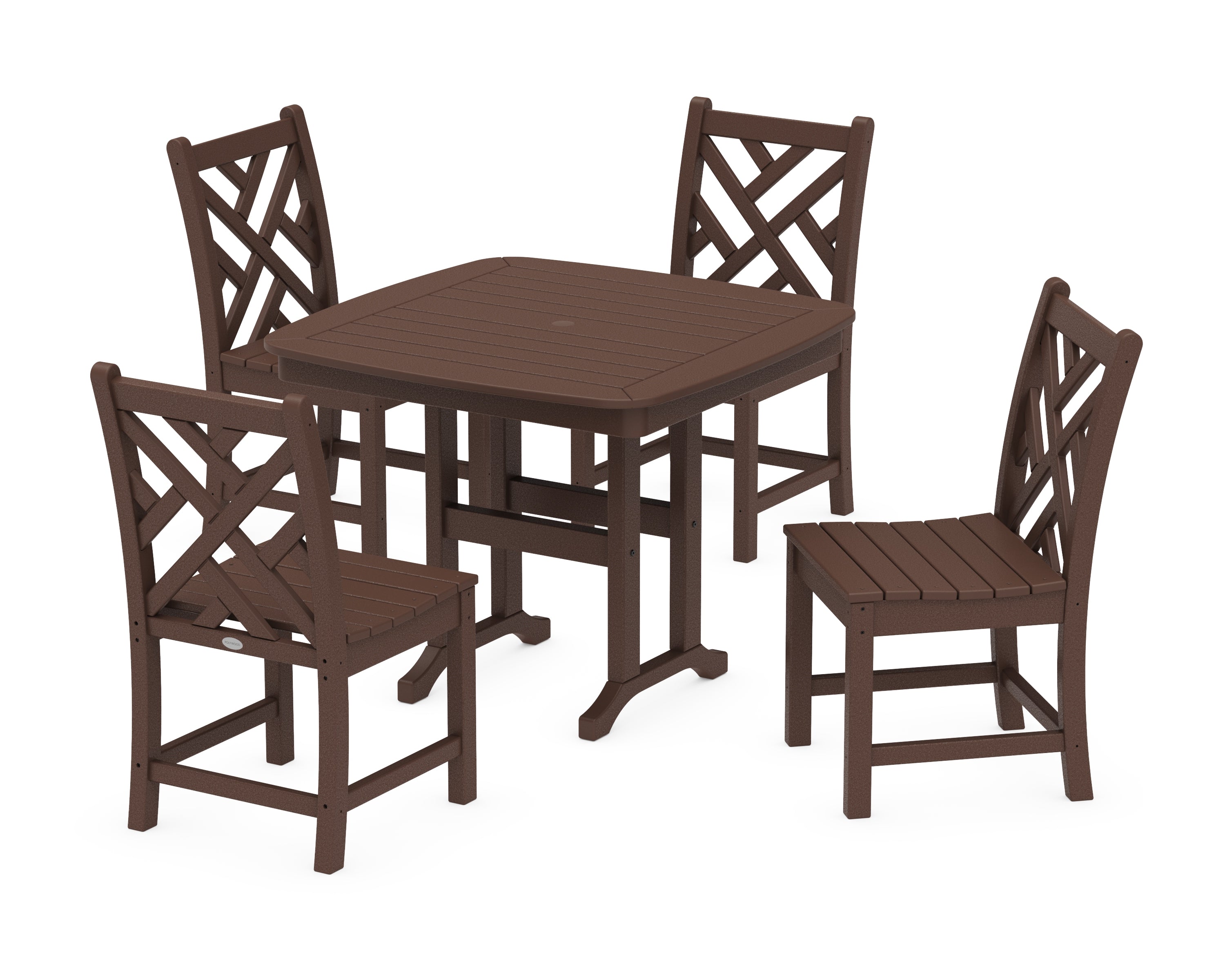 POLYWOOD® Chippendale 5-Piece Side Chair Dining Set in Mahogany