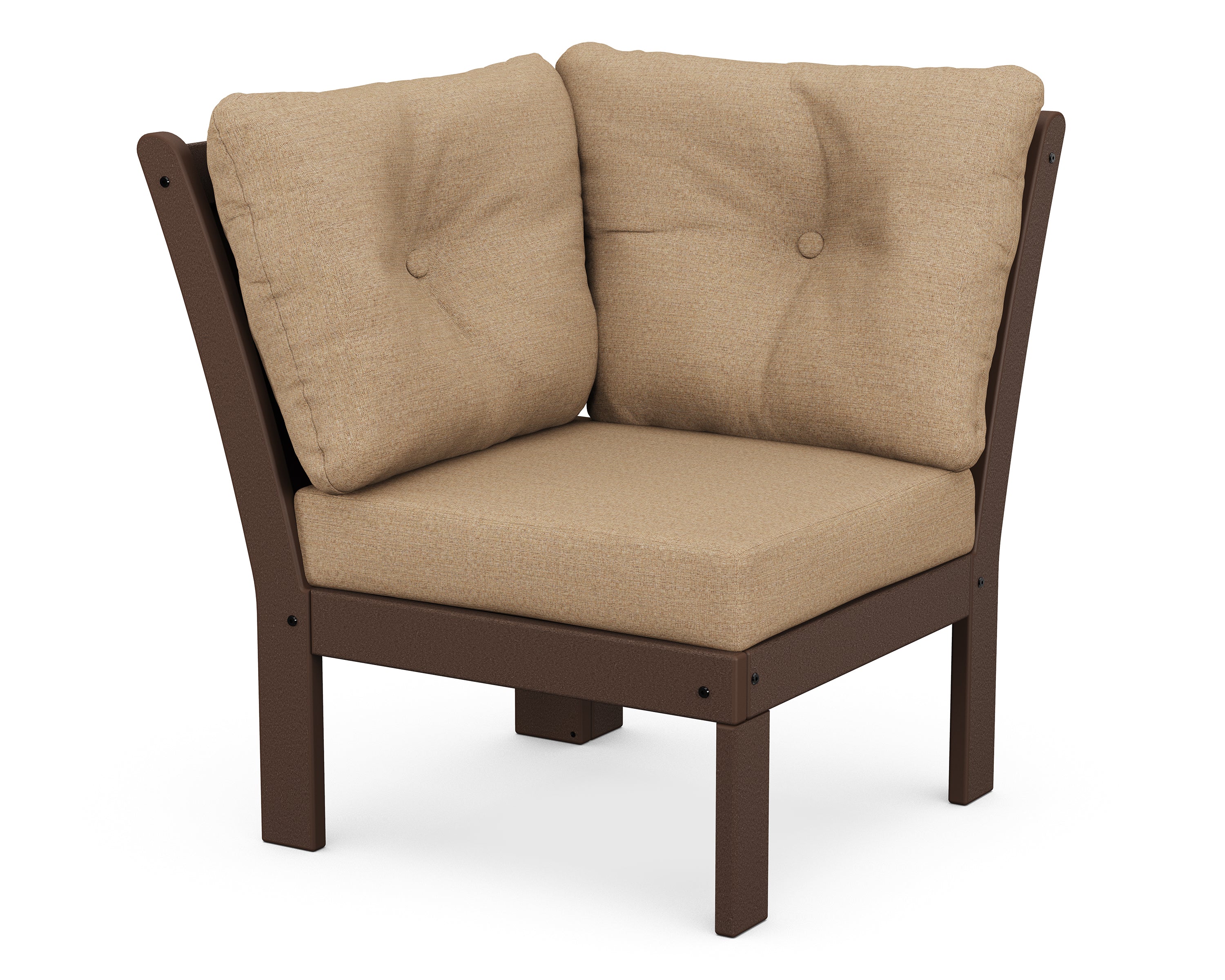 POLYWOOD® Vineyard Modular Corner Chair in Mahogany / Sesame