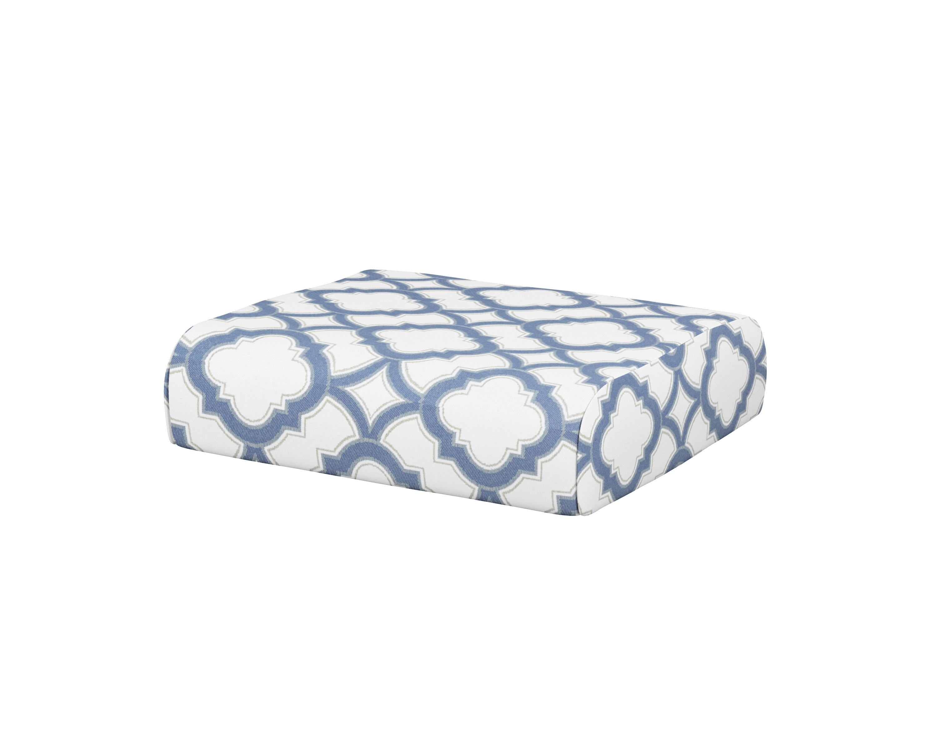 POLYWOOD® Club Ottoman Cushion in Trellis Sky Blue