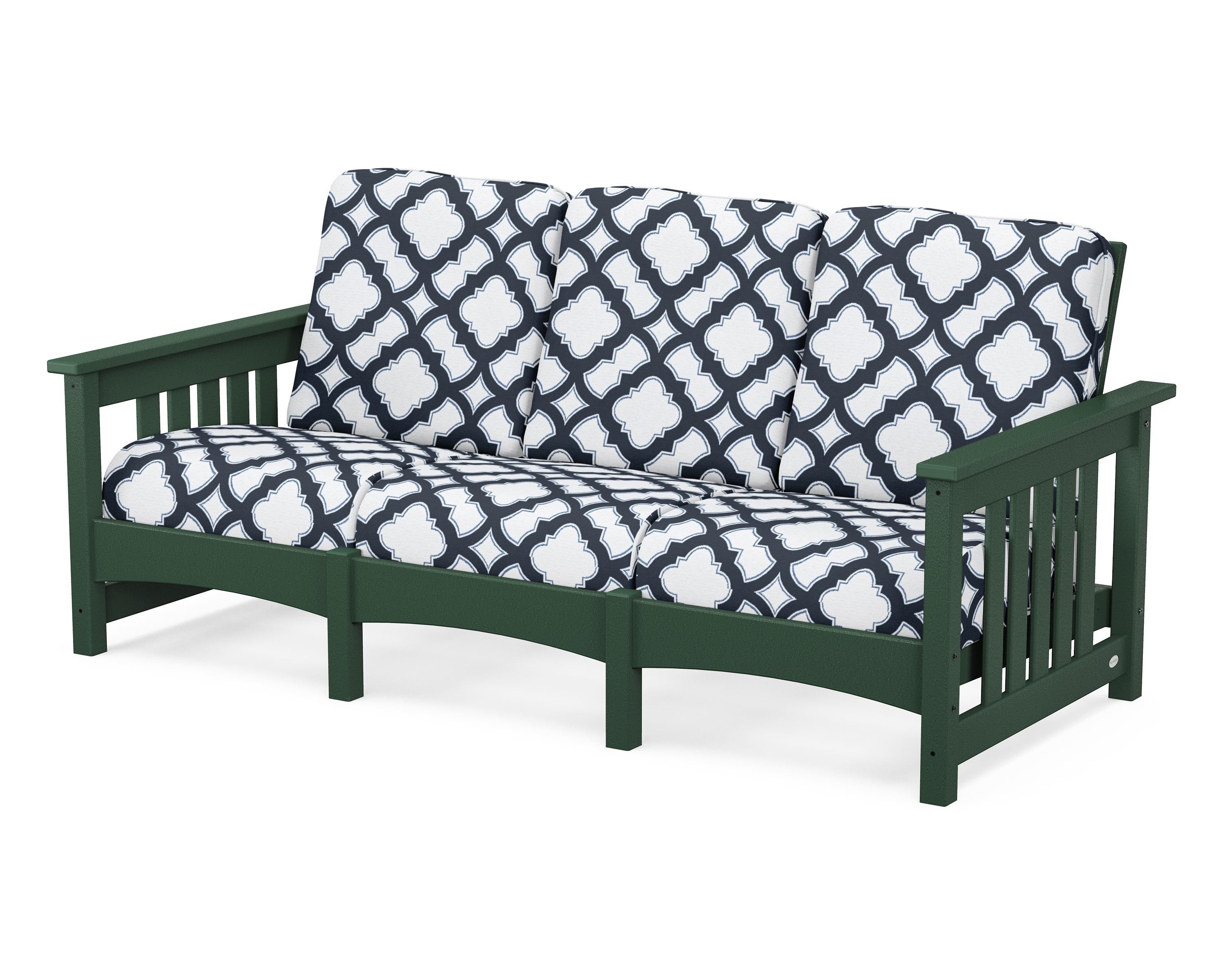 POLYWOOD® Club Mission Sofa in Green / Trellis Marine Indigo