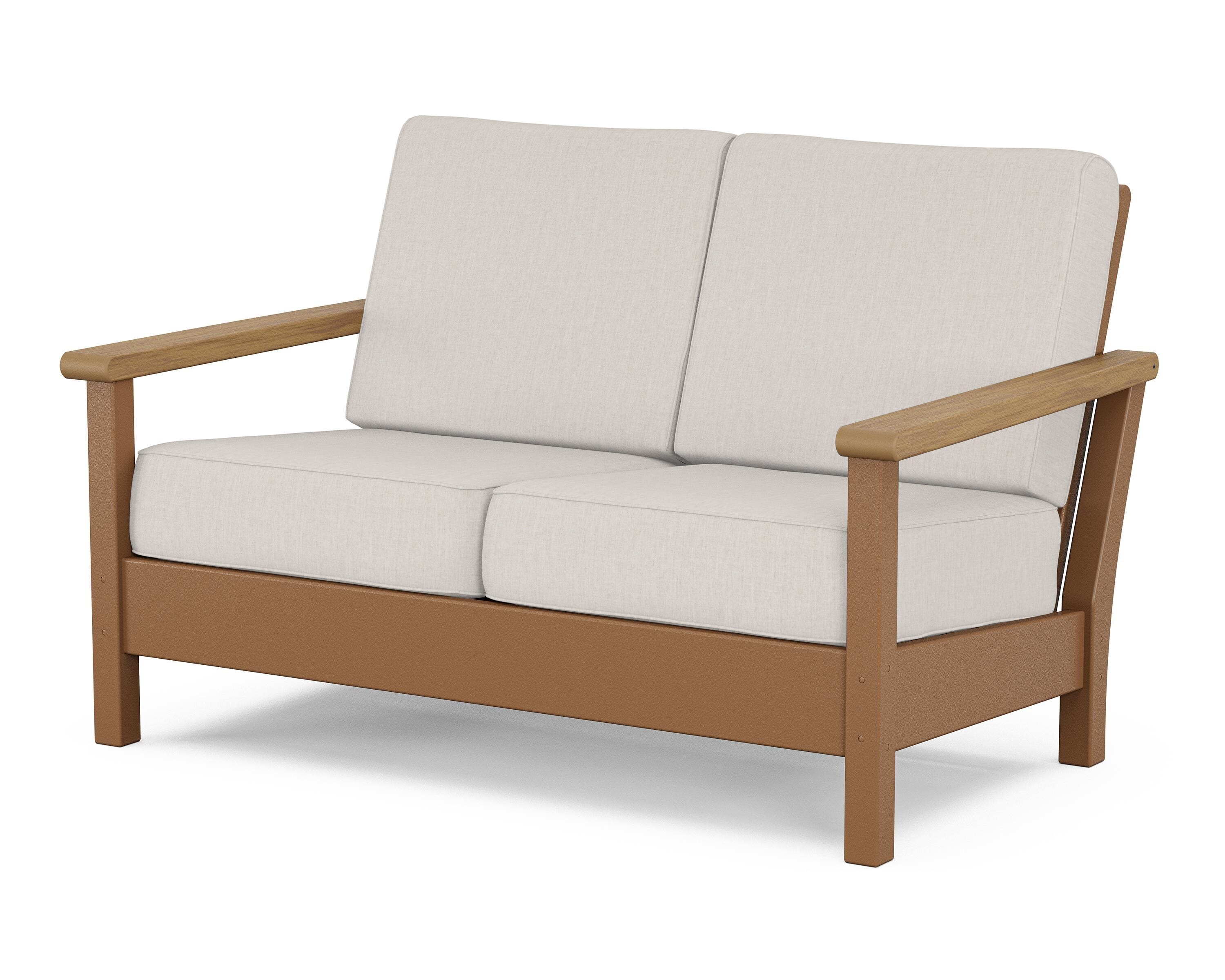 POLYWOOD® Harbour Deep Seating Loveseat in Teak / Natural / Cast Ash