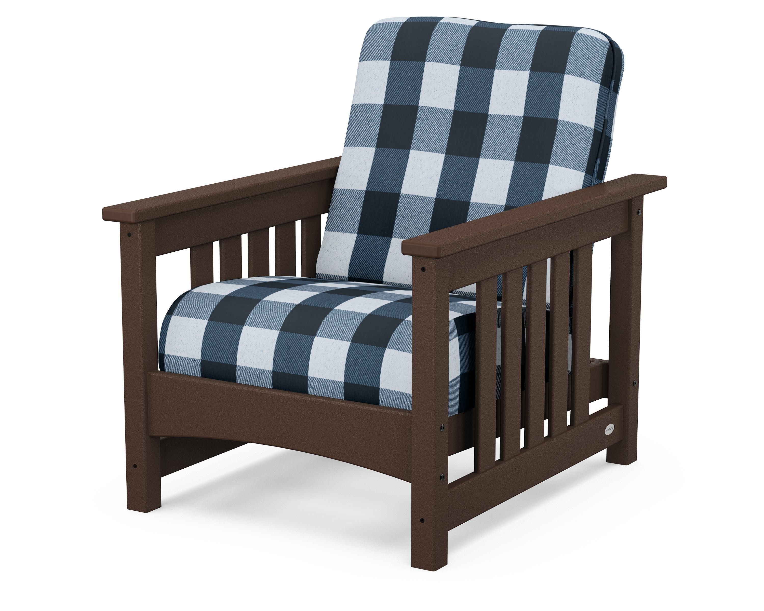 POLYWOOD® Club Mission Chair in Mahogany / Buffalo Plaid Marine Indigo