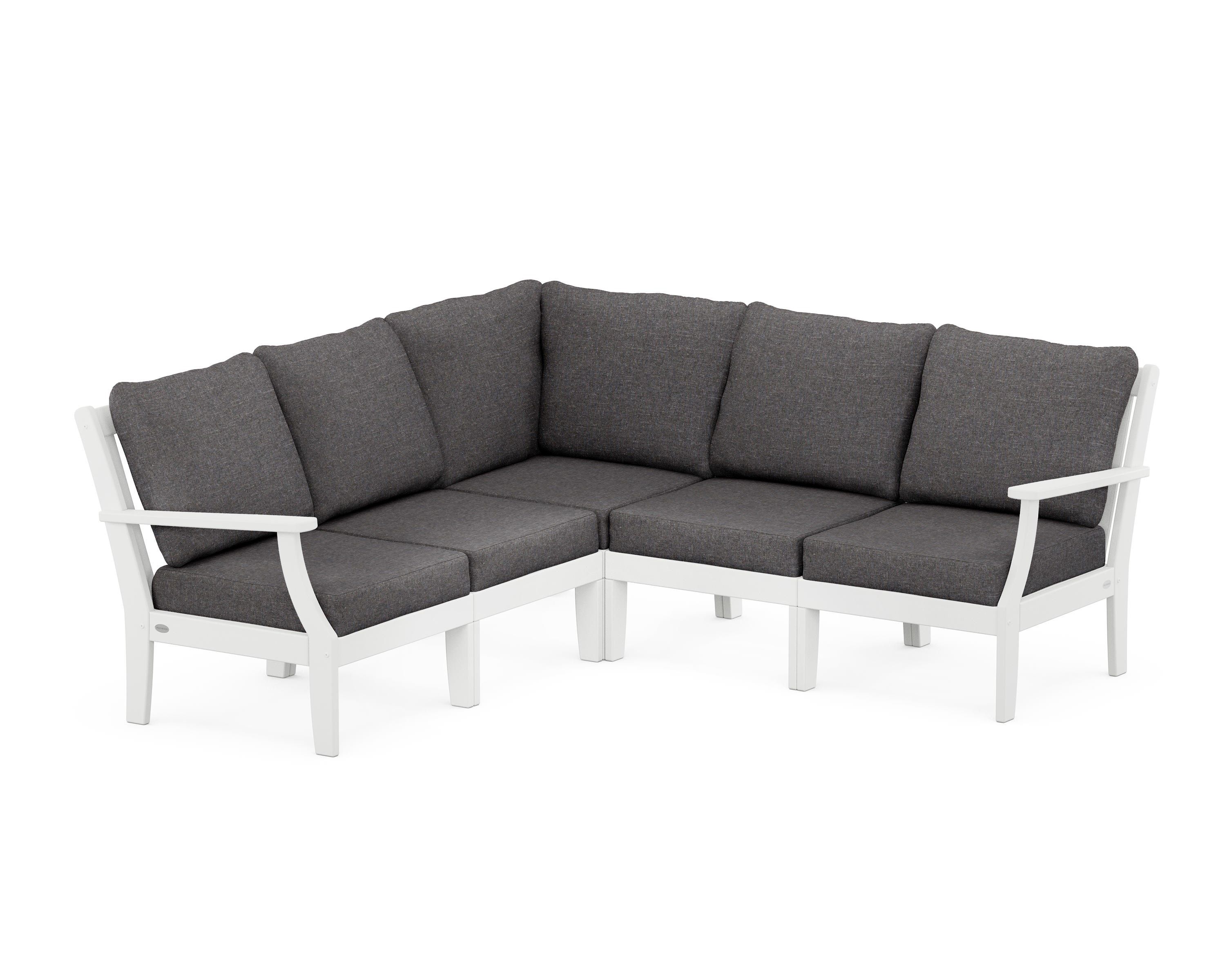 POLYWOOD® Braxton Modular 5-Piece Deep Seating Set in White / Ash Charcoal