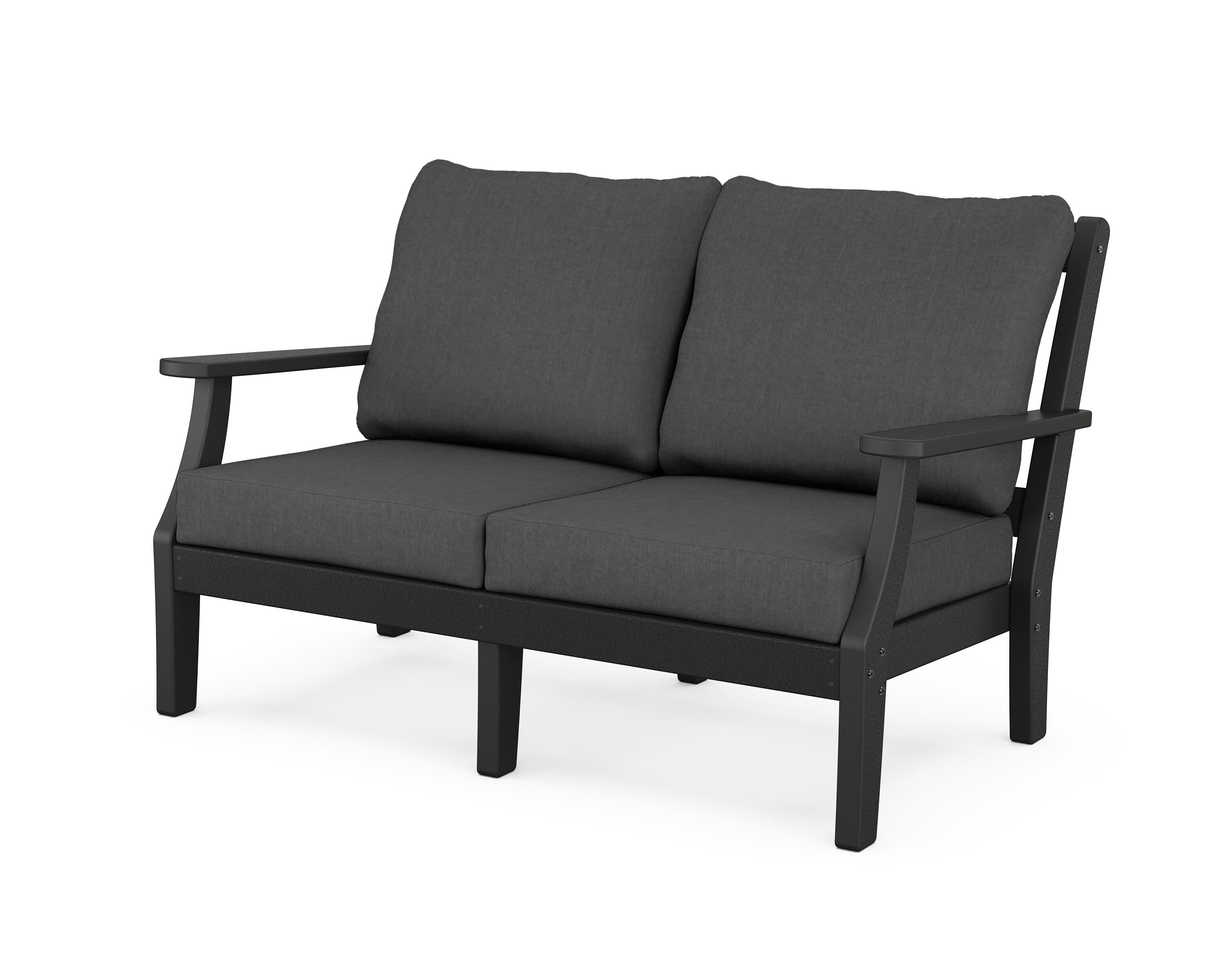 Martha Stewart by POLYWOOD® Chinoiserie Deep Seating Loveseat in Black / Spectrum Carbon