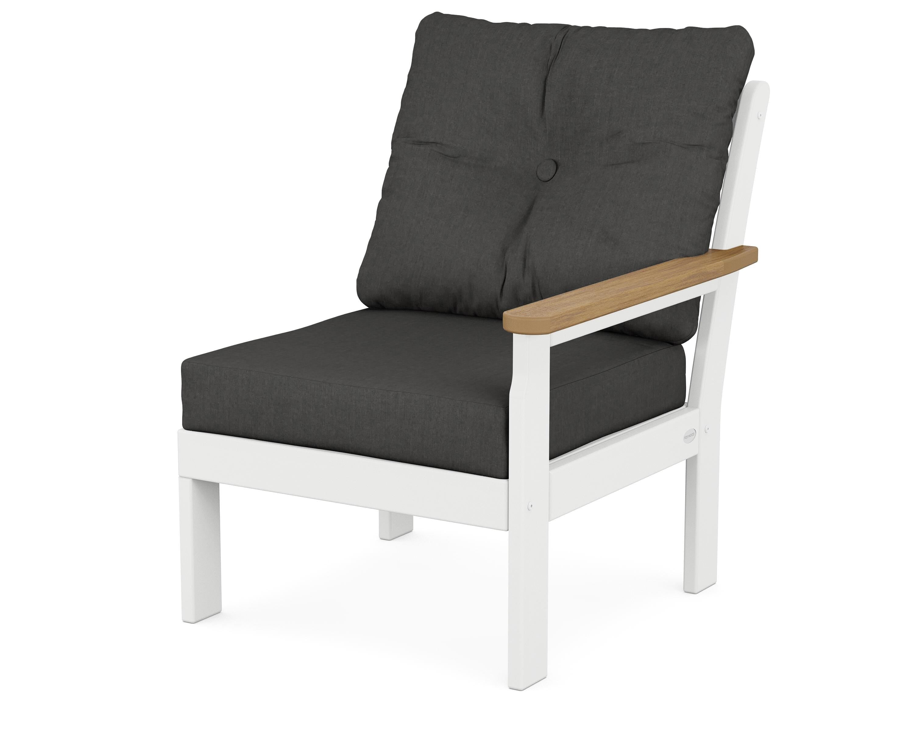 POLYWOOD® Vineyard Modular Right Arm Chair in White / Natural / Spectrum Carbon