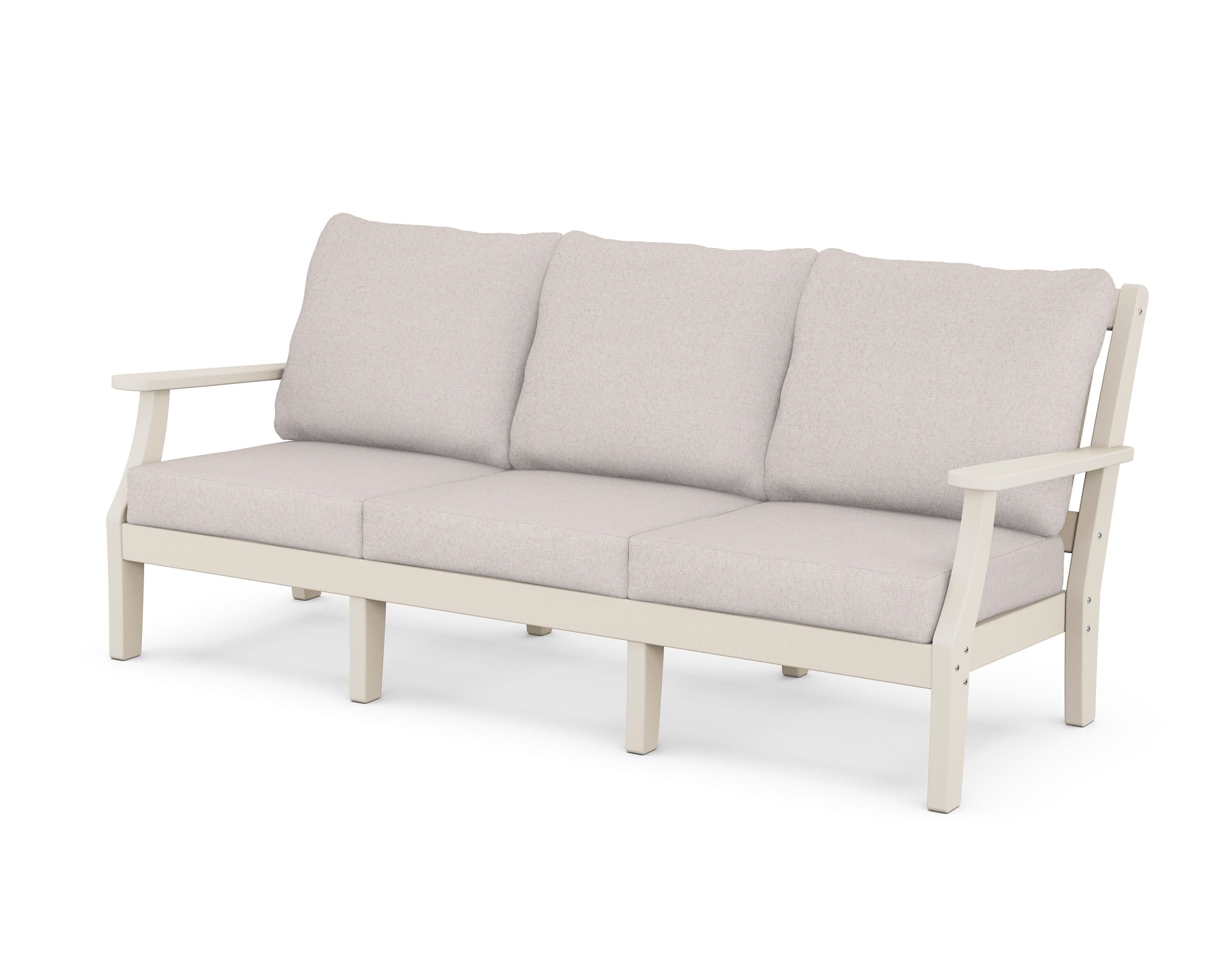 Martha Stewart by POLYWOOD® Chinoiserie Deep Seating Sofa in Sand / Dune Burlap