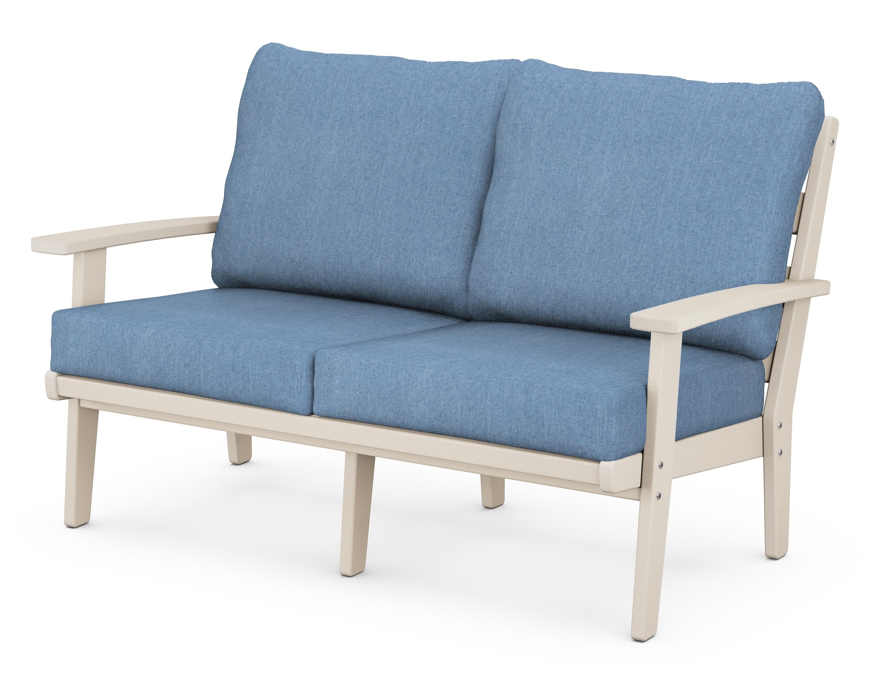 POLYWOOD® Grant Park Deep Seating Loveseat in Sand / Sky Blue