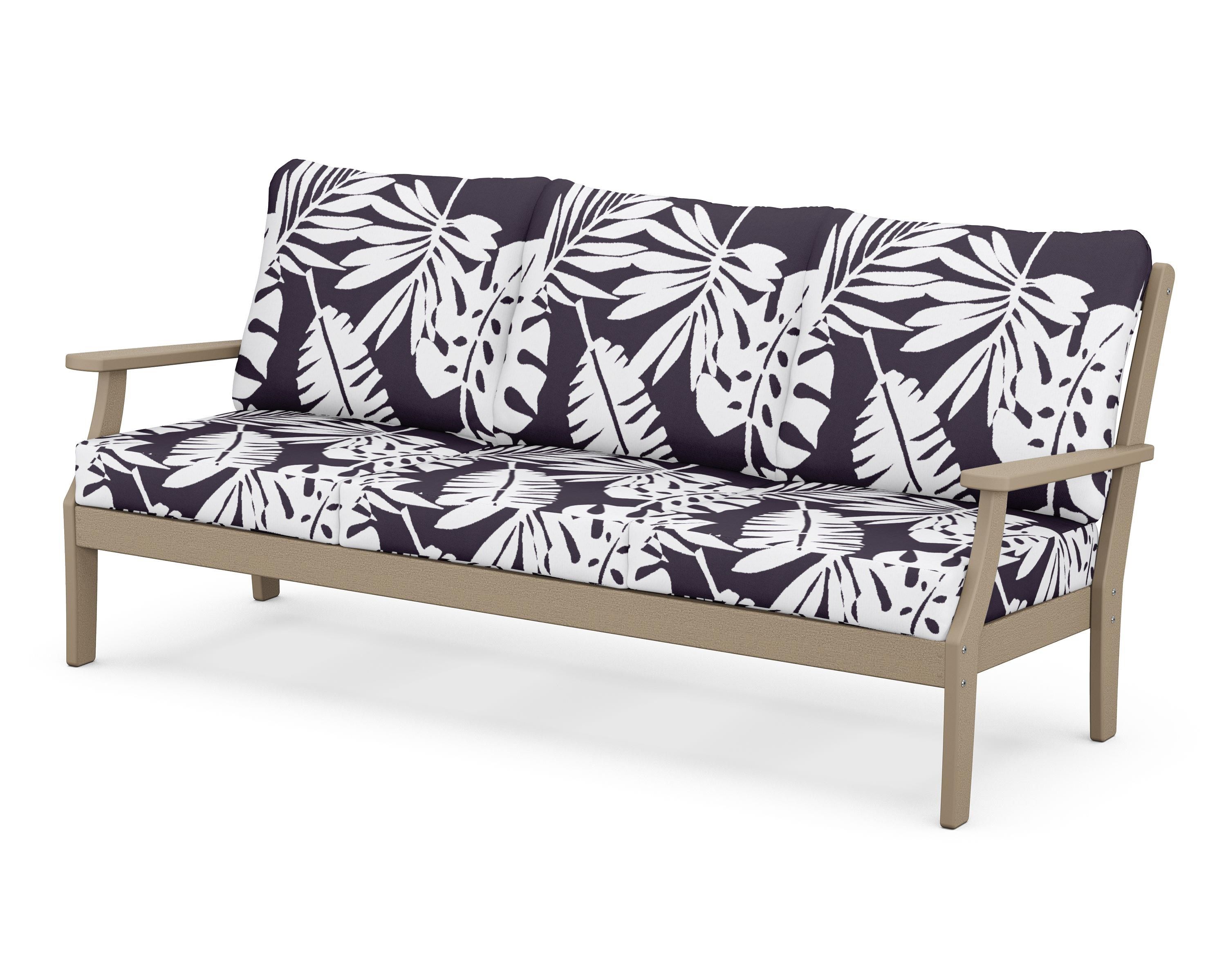 POLYWOOD® Braxton Deep Seating Sofa in Vintage Sahara / Leaf Navy