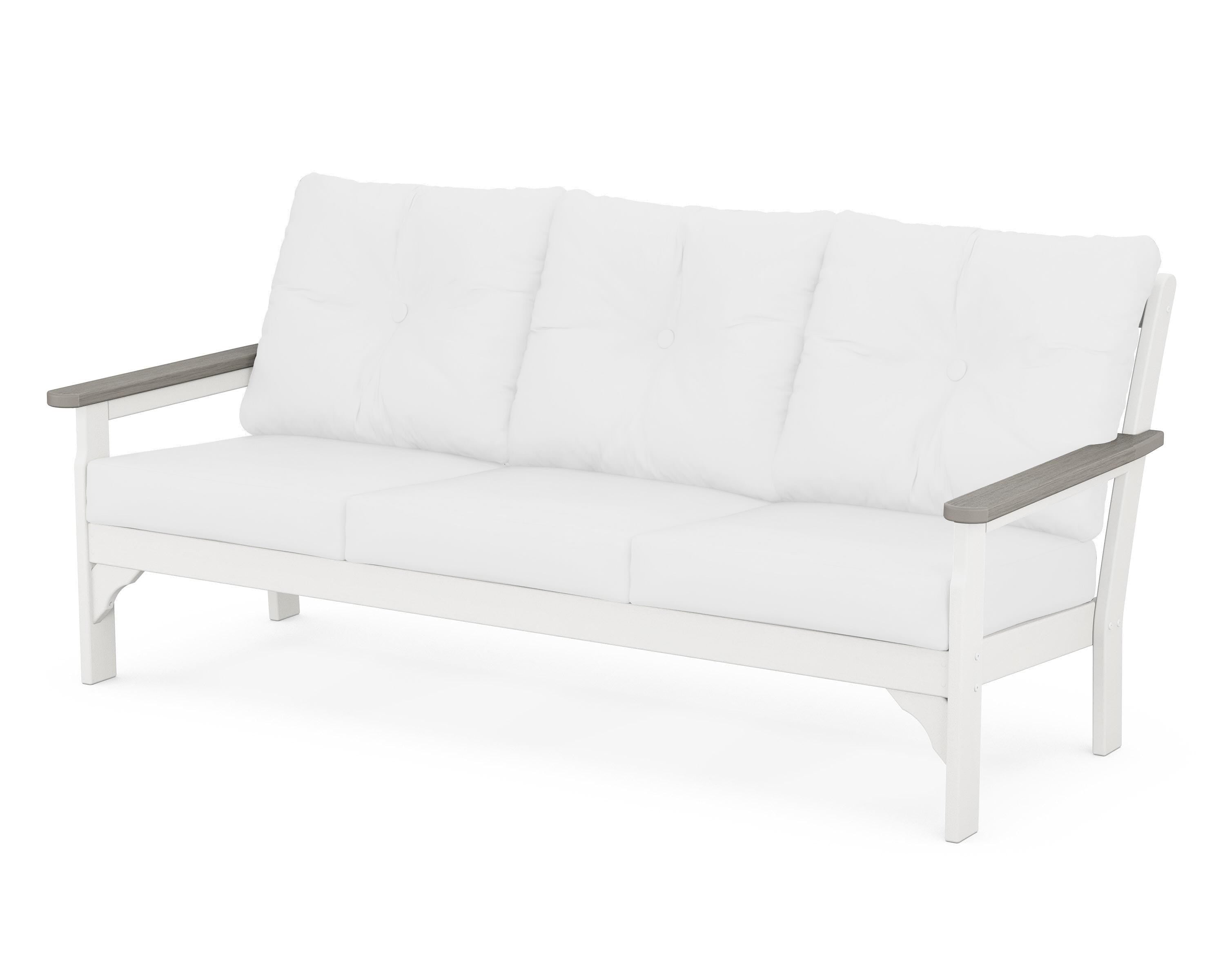 POLYWOOD® Vineyard Deep Seating Sofa in White / Driftwood / Natural