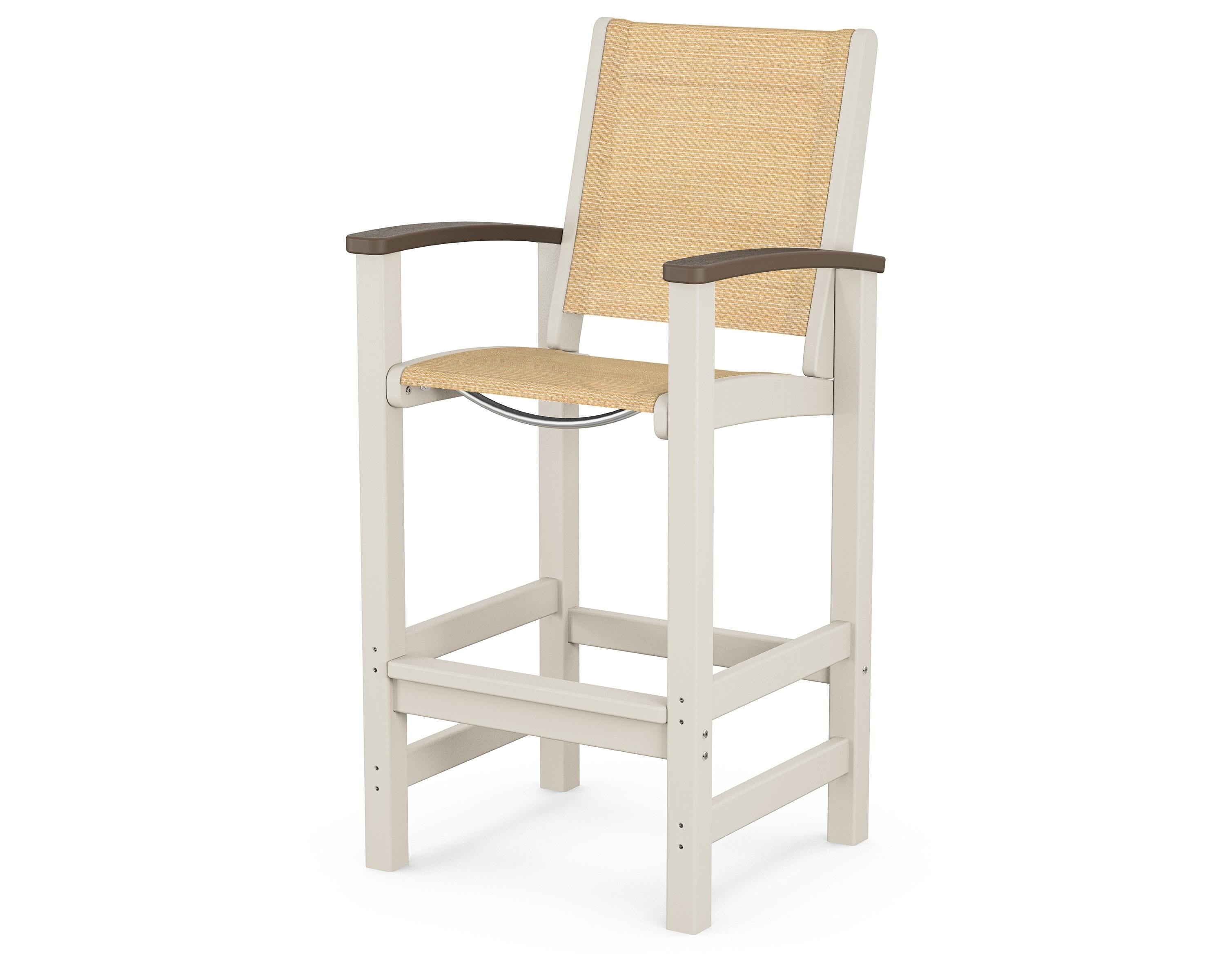 POLYWOOD® Coastal Bar Chair in Sand / Kona / Dupioni Apricot Sling