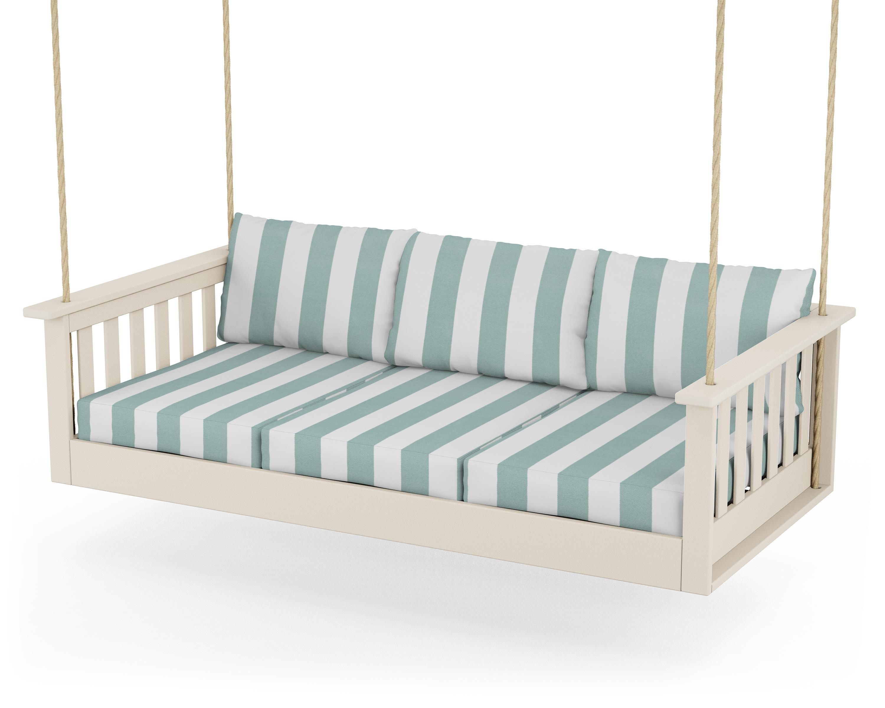 POLYWOOD® Vineyard Daybed Swing in Sand / Cabana Stripe Glacier Spa