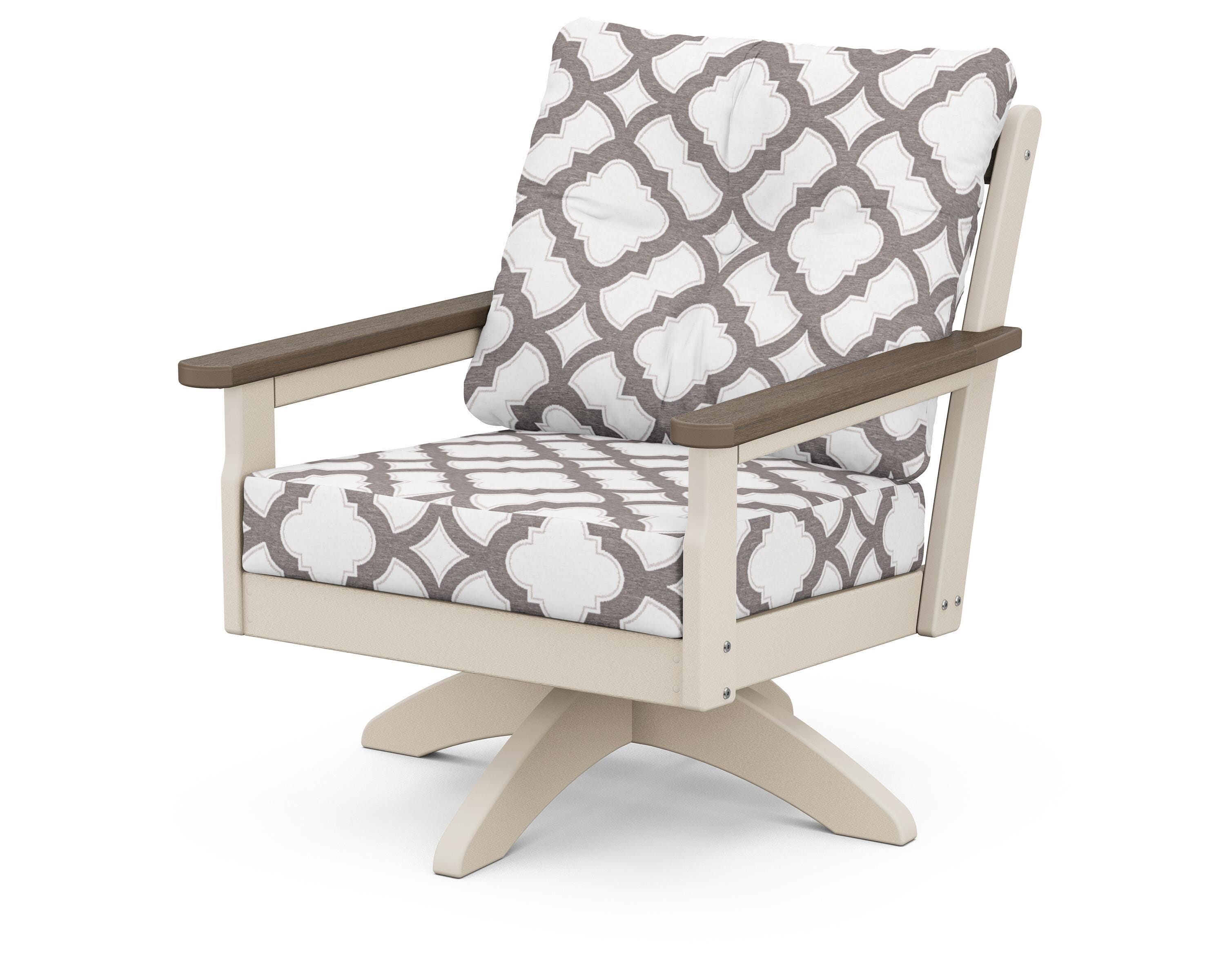 POLYWOOD® Vineyard Deep Seating Swivel Chair in Sand / Kona / Trellis Grey Mist