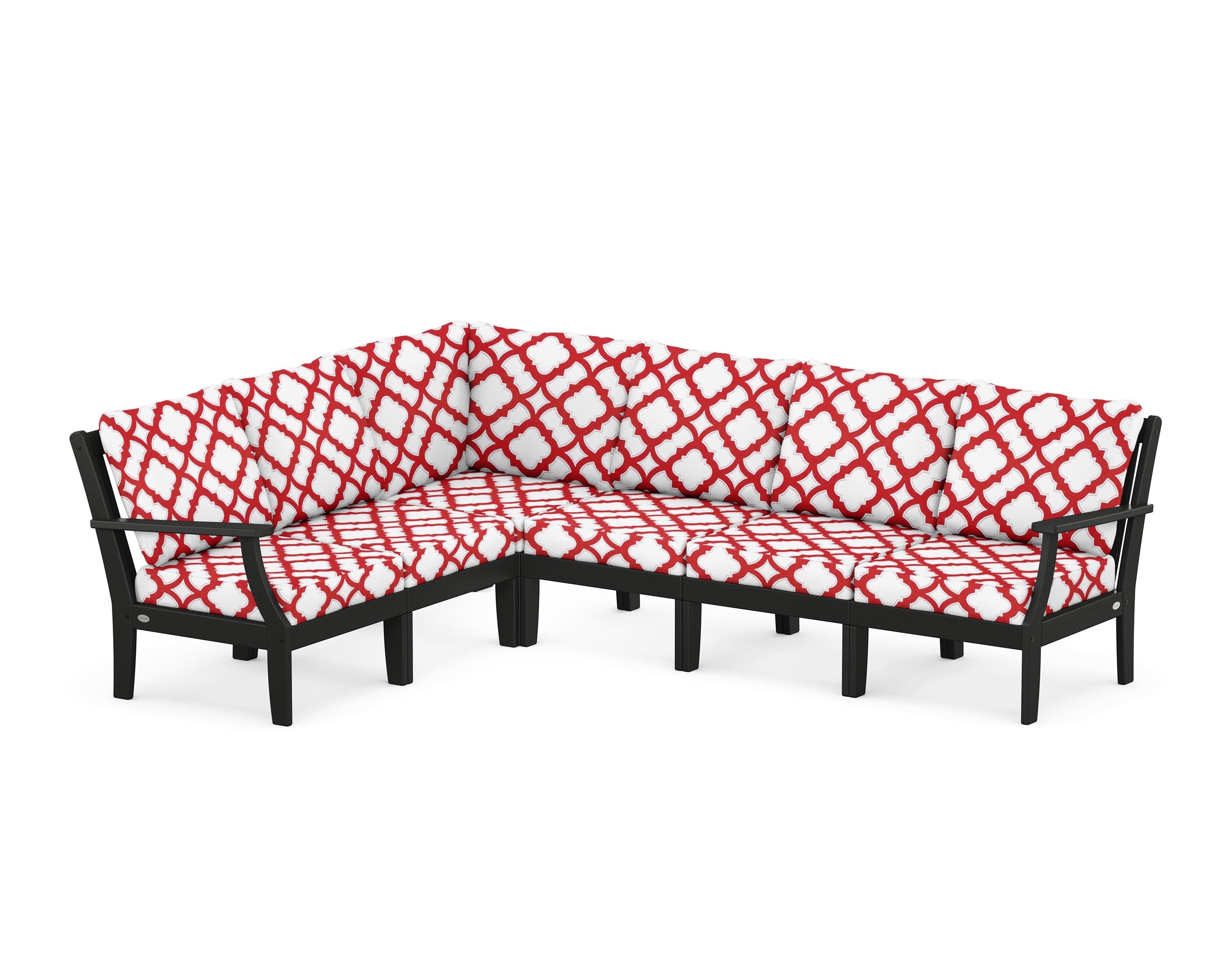 POLYWOOD® Braxton Modular 6-Piece Deep Seating Set in Black / Trellis Crimson