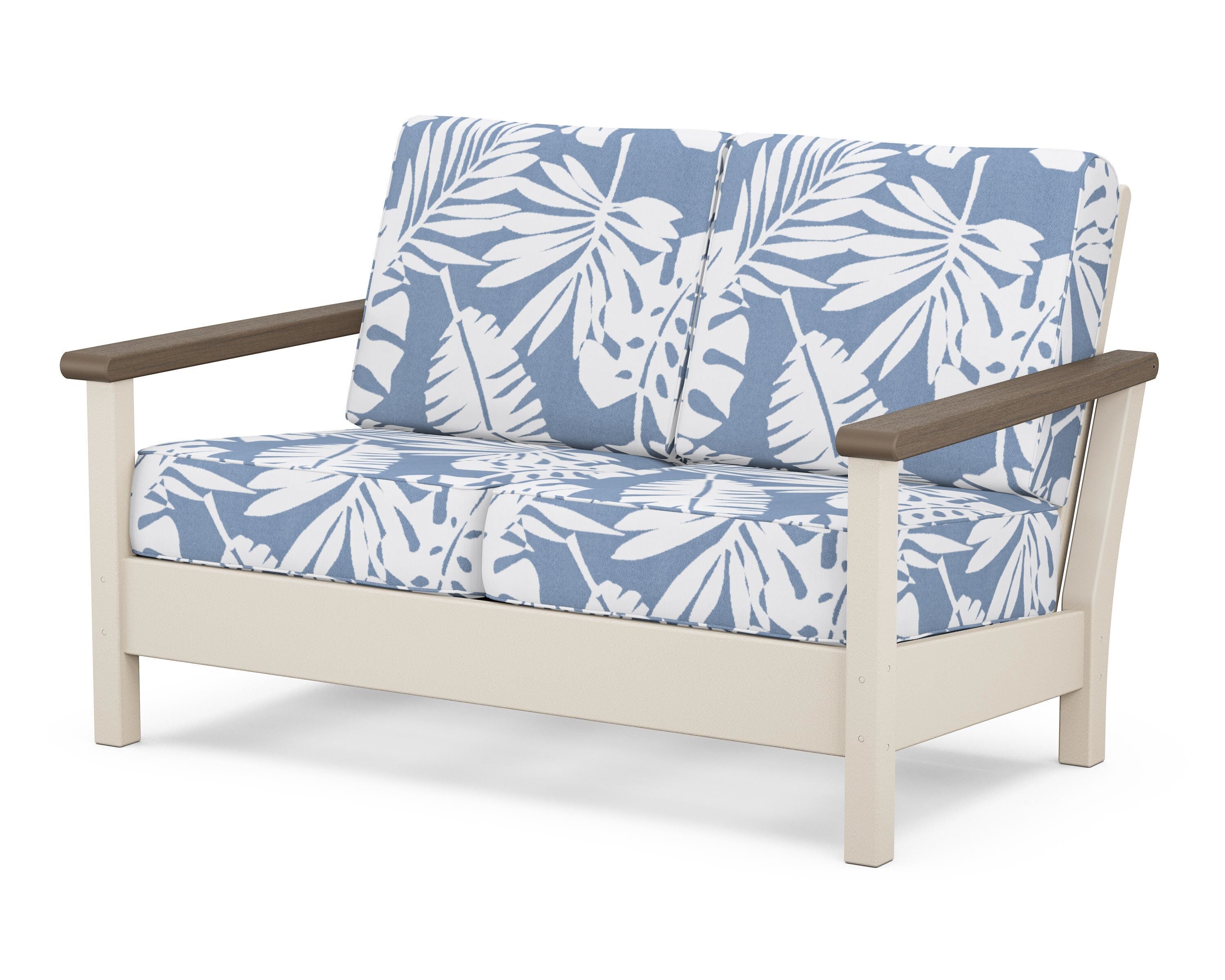 POLYWOOD® Harbour Deep Seating Loveseat in Sand / Kona / Leaf Sky Blue