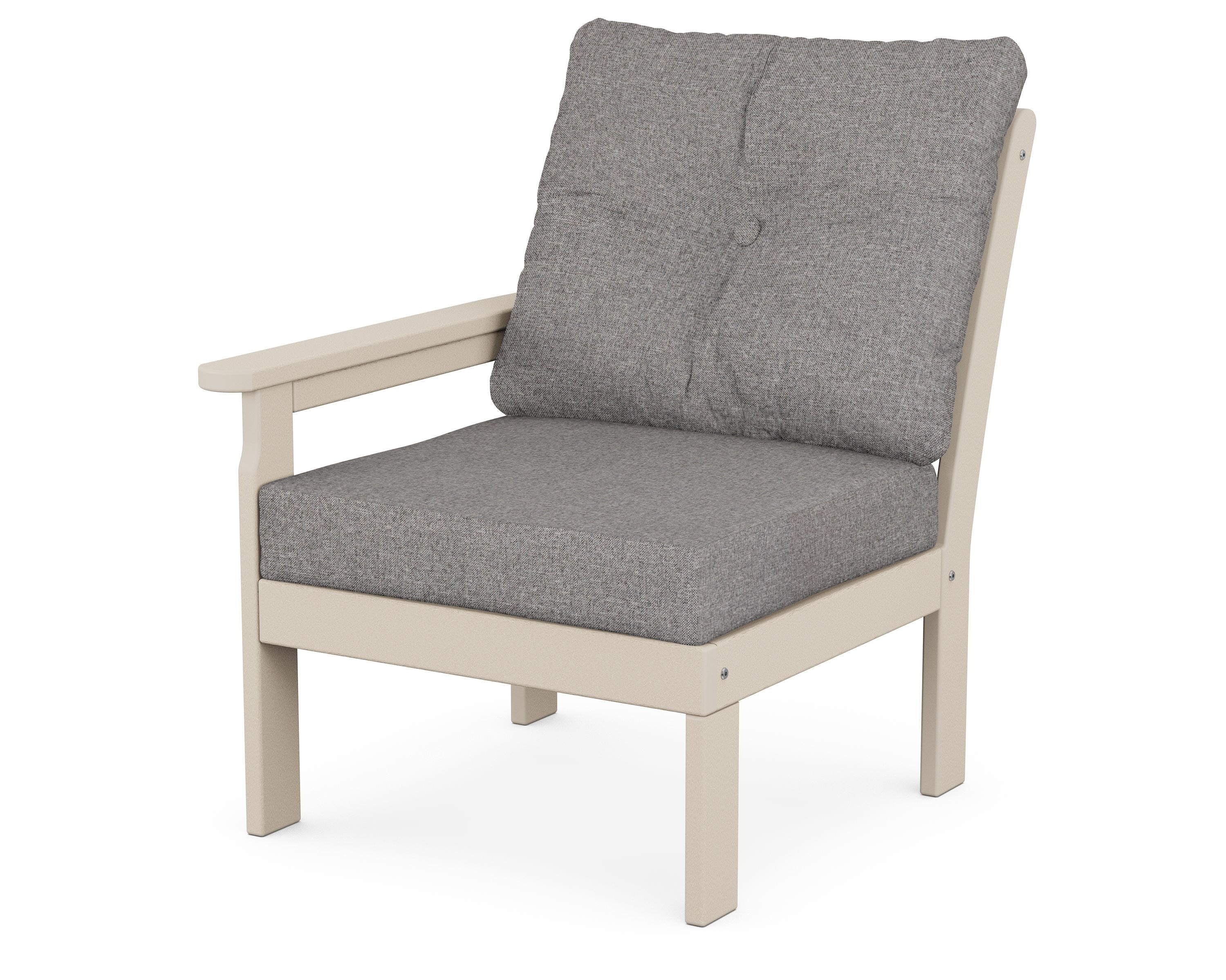POLYWOOD® Vineyard Modular Left Arm Chair in Sand / Grey Mist