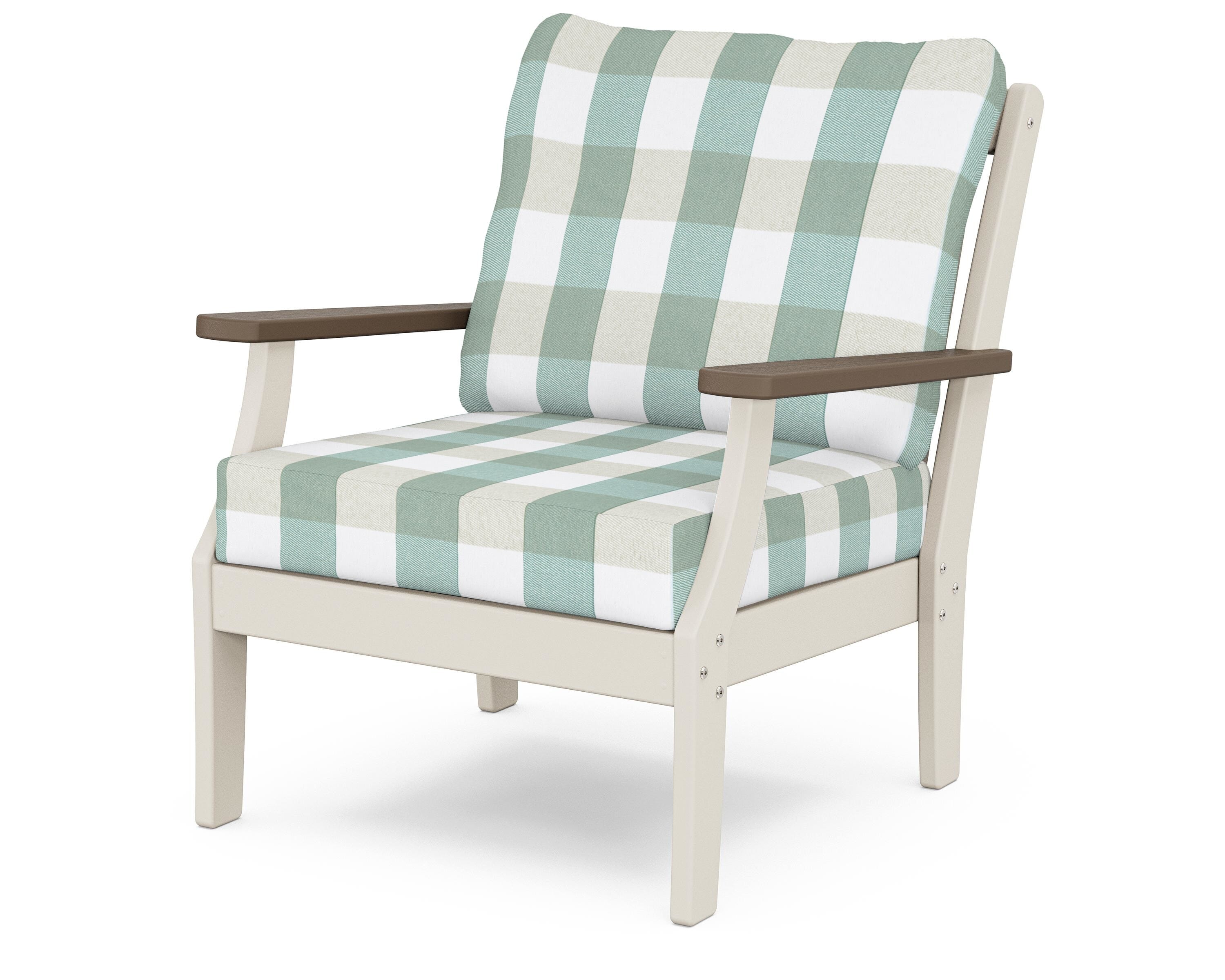 POLYWOOD® Braxton Deep Seating Chair in Sand / Kona / Buffalo Plaid Glacier Spa