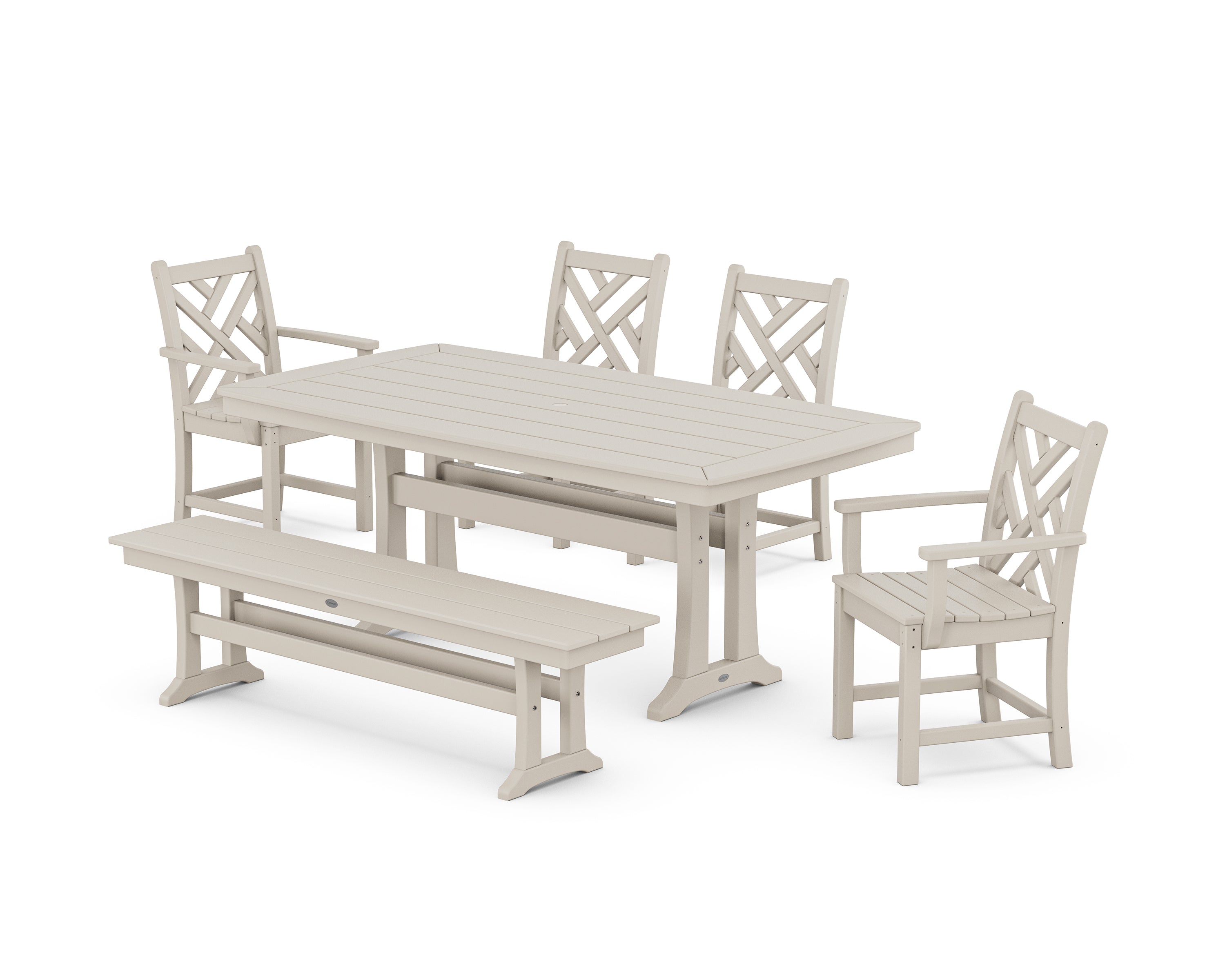 POLYWOOD® Chippendale 6-Piece Dining Set with Trestle Legs in Sand