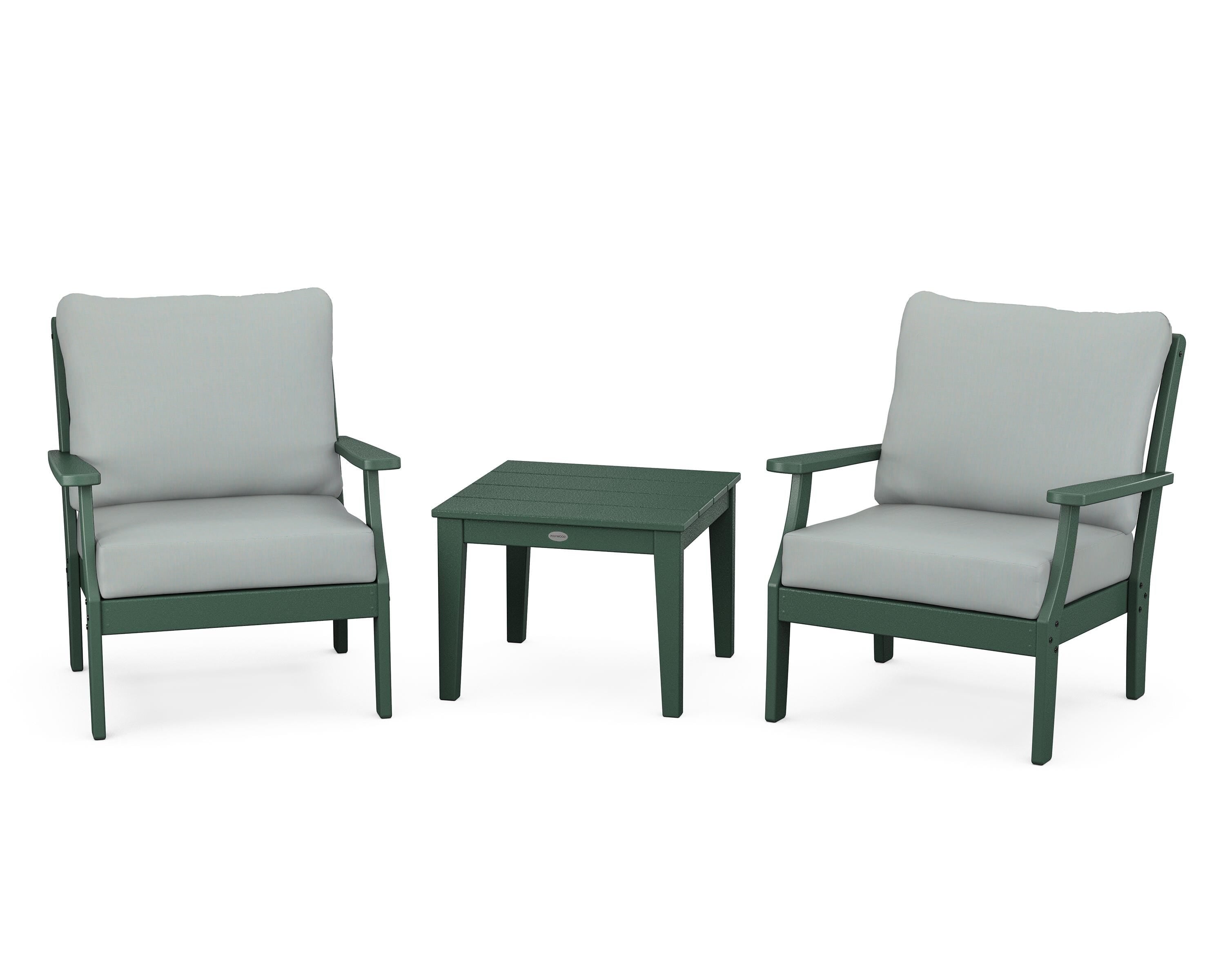 POLYWOOD® Braxton 3-Piece Deep Seating Set in Green / Spa