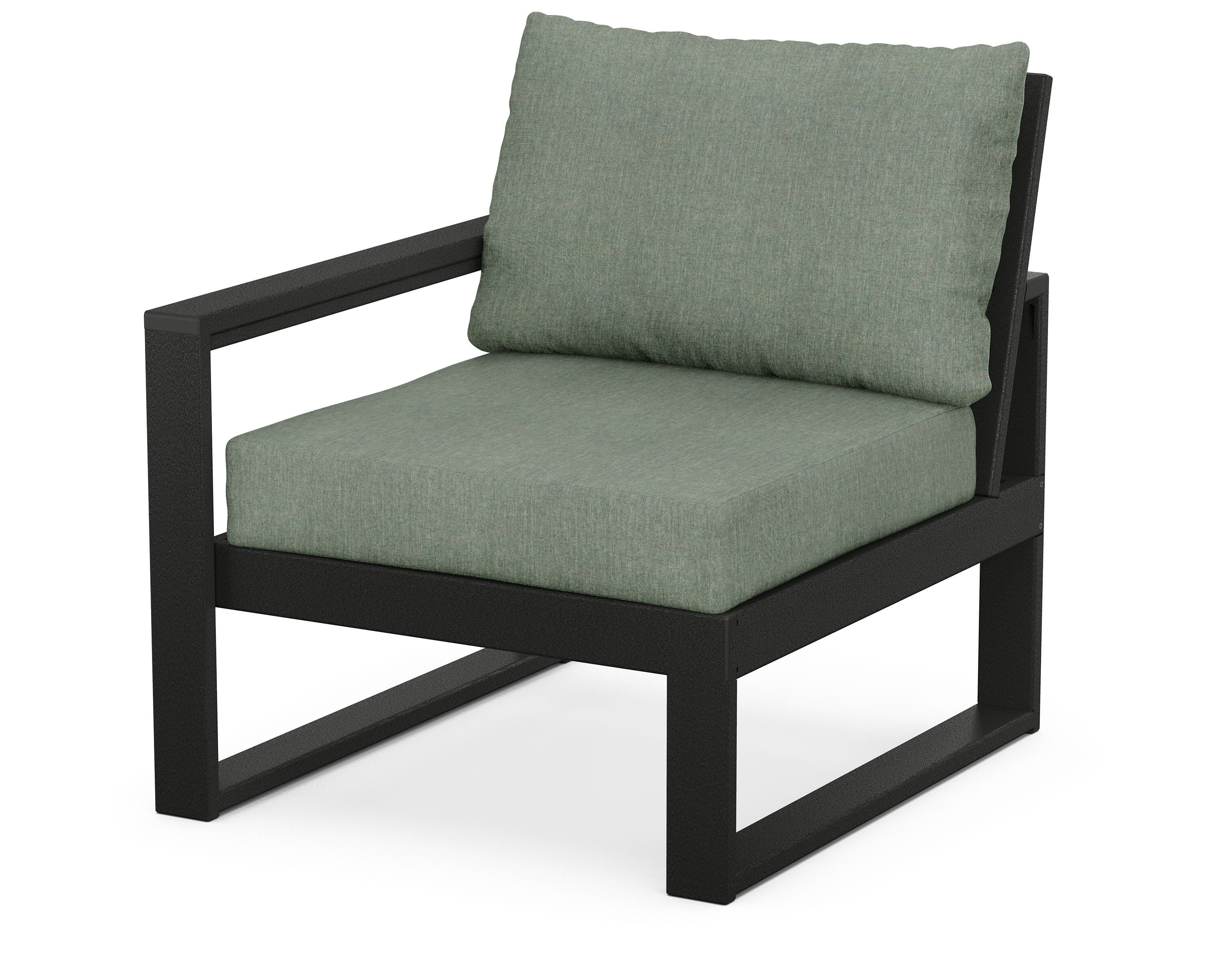 POLYWOOD® EDGE Modular Left Arm Chair in Black / Cast Sage