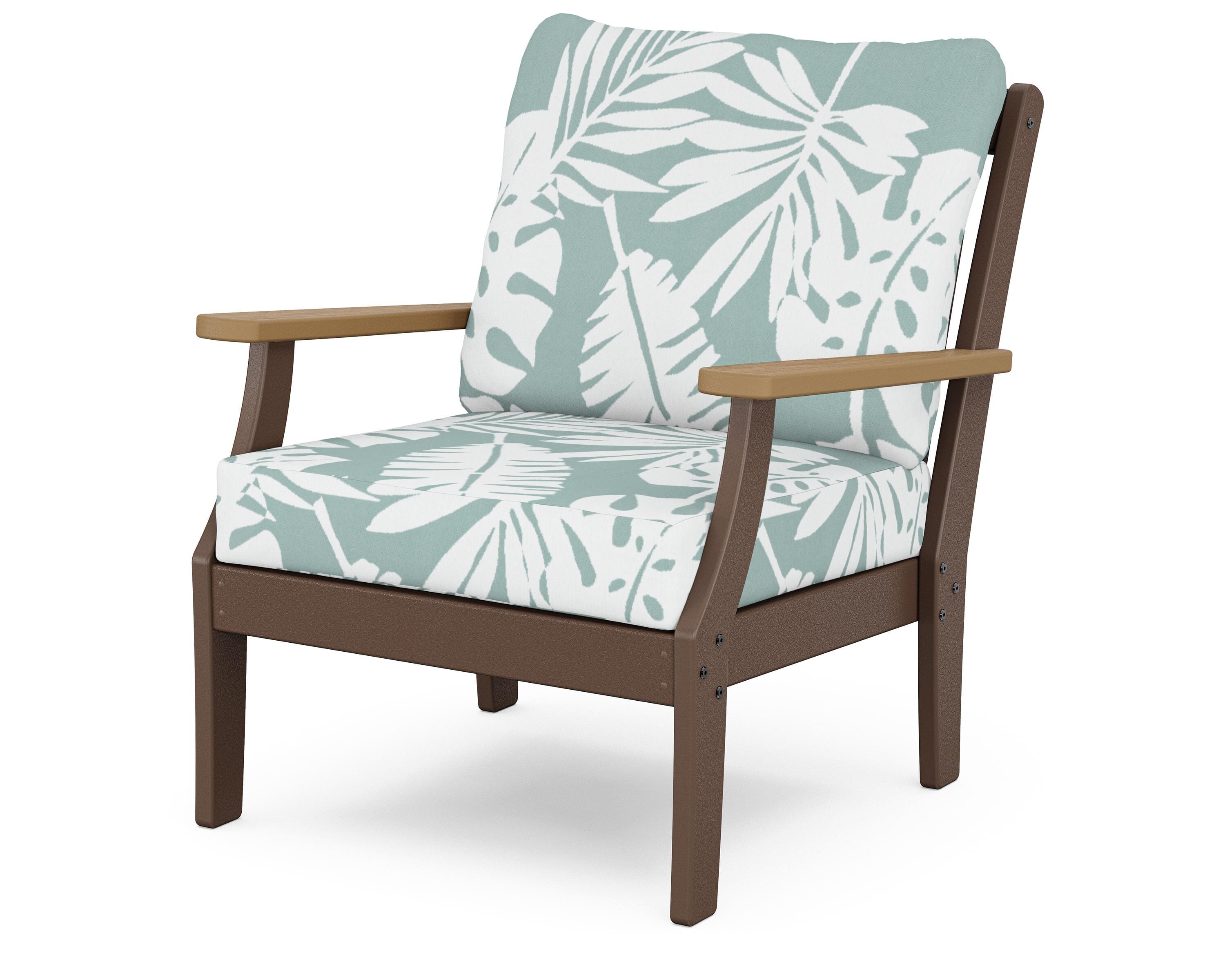 POLYWOOD® Braxton Deep Seating Chair in Mahogany / Natural / Leaf Glacier Spa