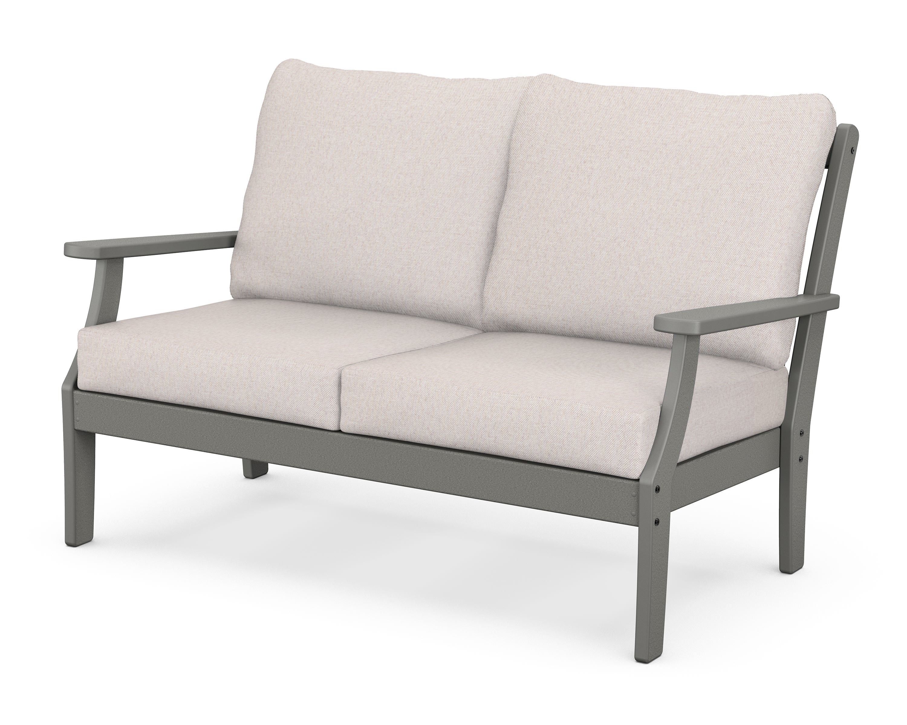 POLYWOOD® Braxton Deep Seating Loveseat in Slate Grey / Dune Burlap