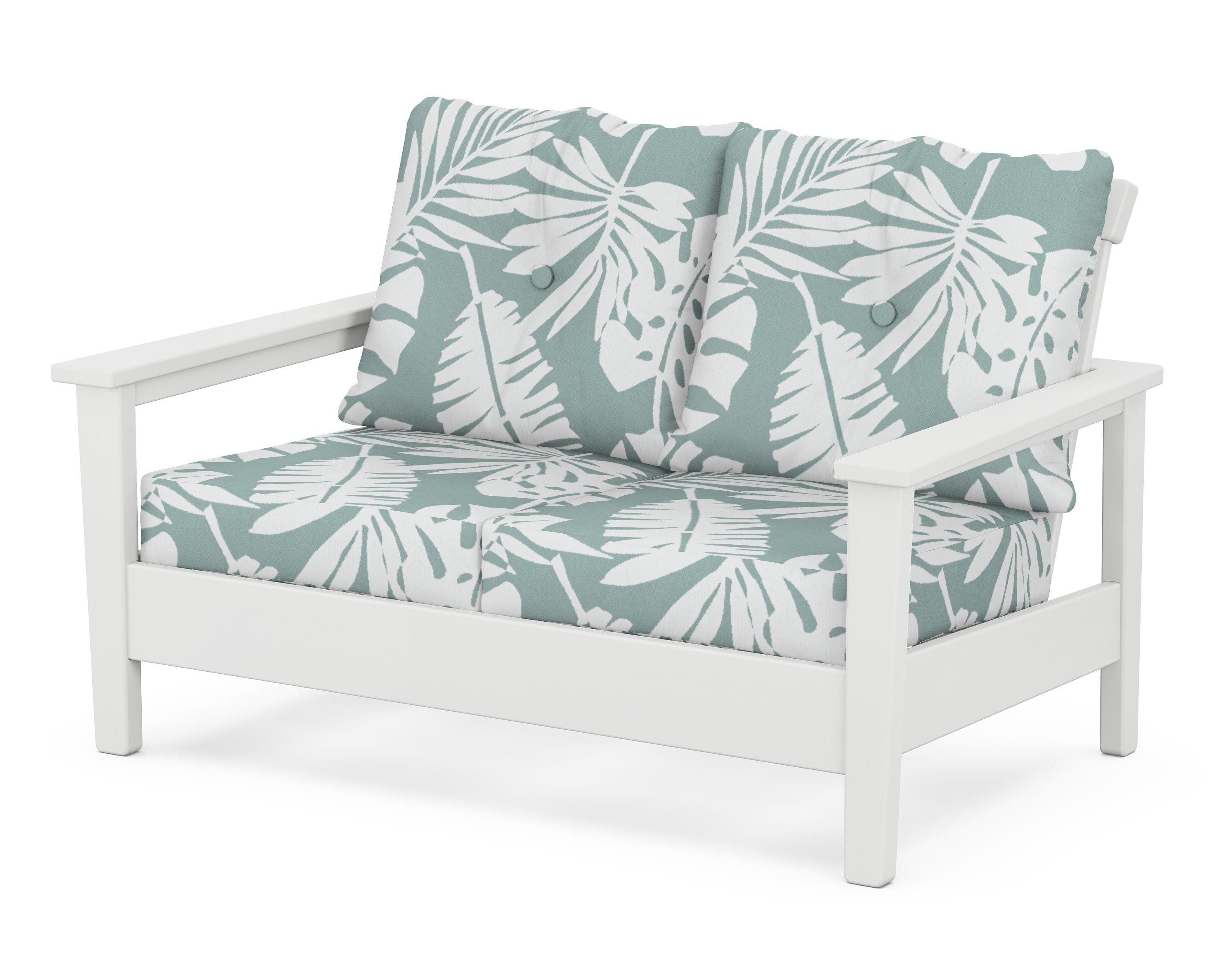 POLYWOOD® Prescott Deep Seating Loveseat in White / Leaf Glacier Spa